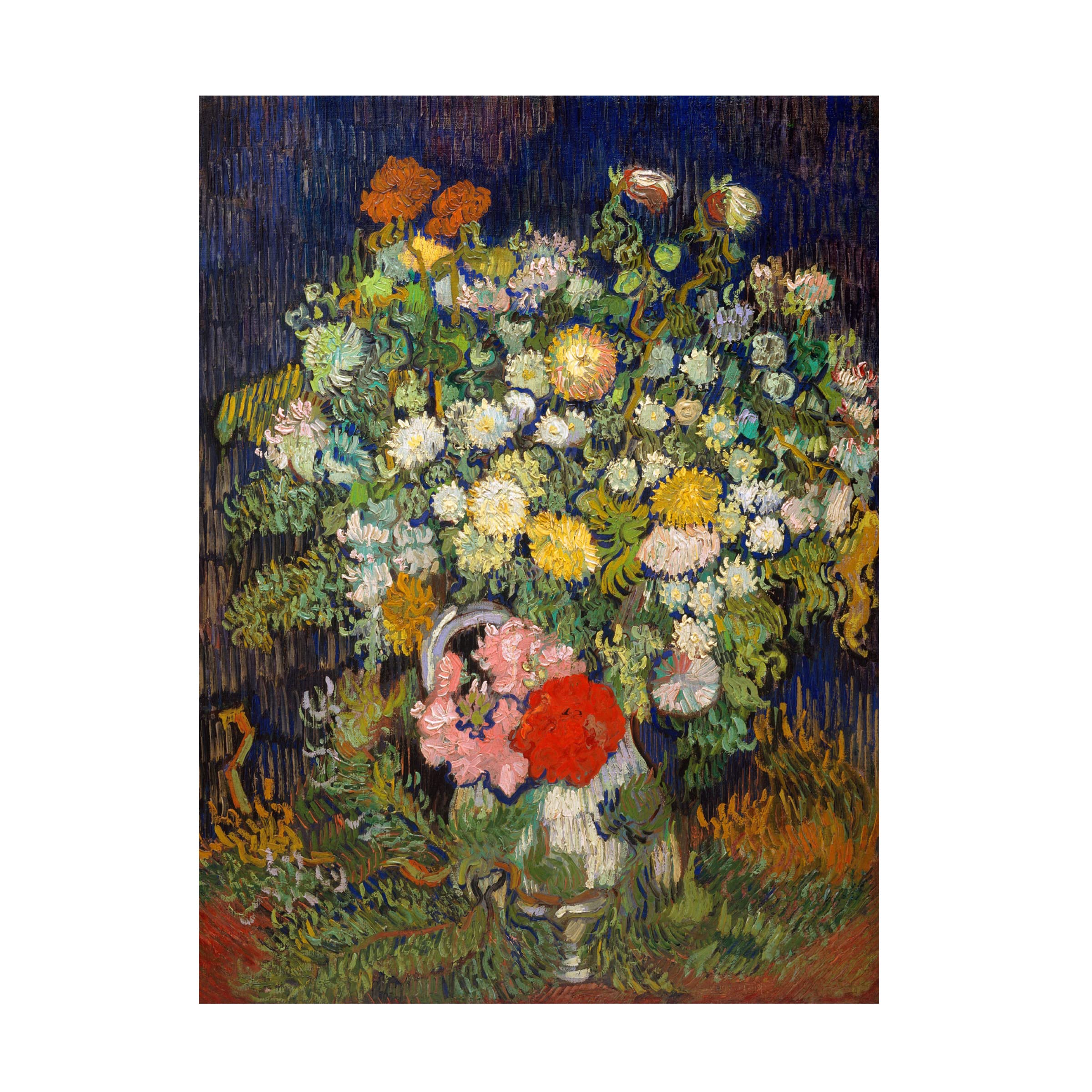 Van Gogh 'Bouquet of Flowers in a Vase 1890' Canvas Art Print - Famous Floral Oil Painting Reproduction for Home Decor, Office Wall Art & Gift Idea