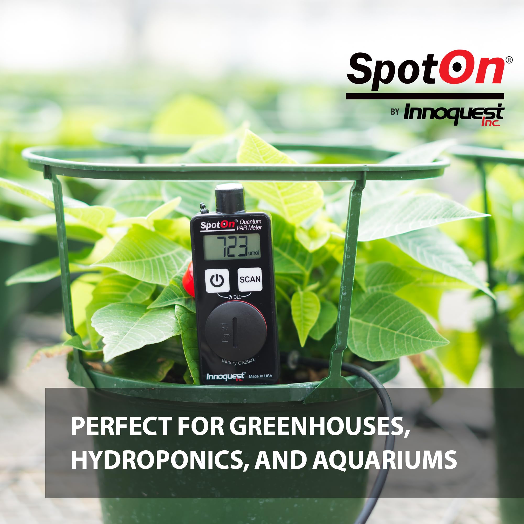 Professional SpotOn Quantum PAR Meter - High Accuracy Grow Light Tester with DLI Mode | IP65 Waterproof for Indoor, Outdoor, Greenhouse & Aquarium Plants | Perfect for Hydroponics, Cannabis Cultivation & Horticulture Lighting Measurement