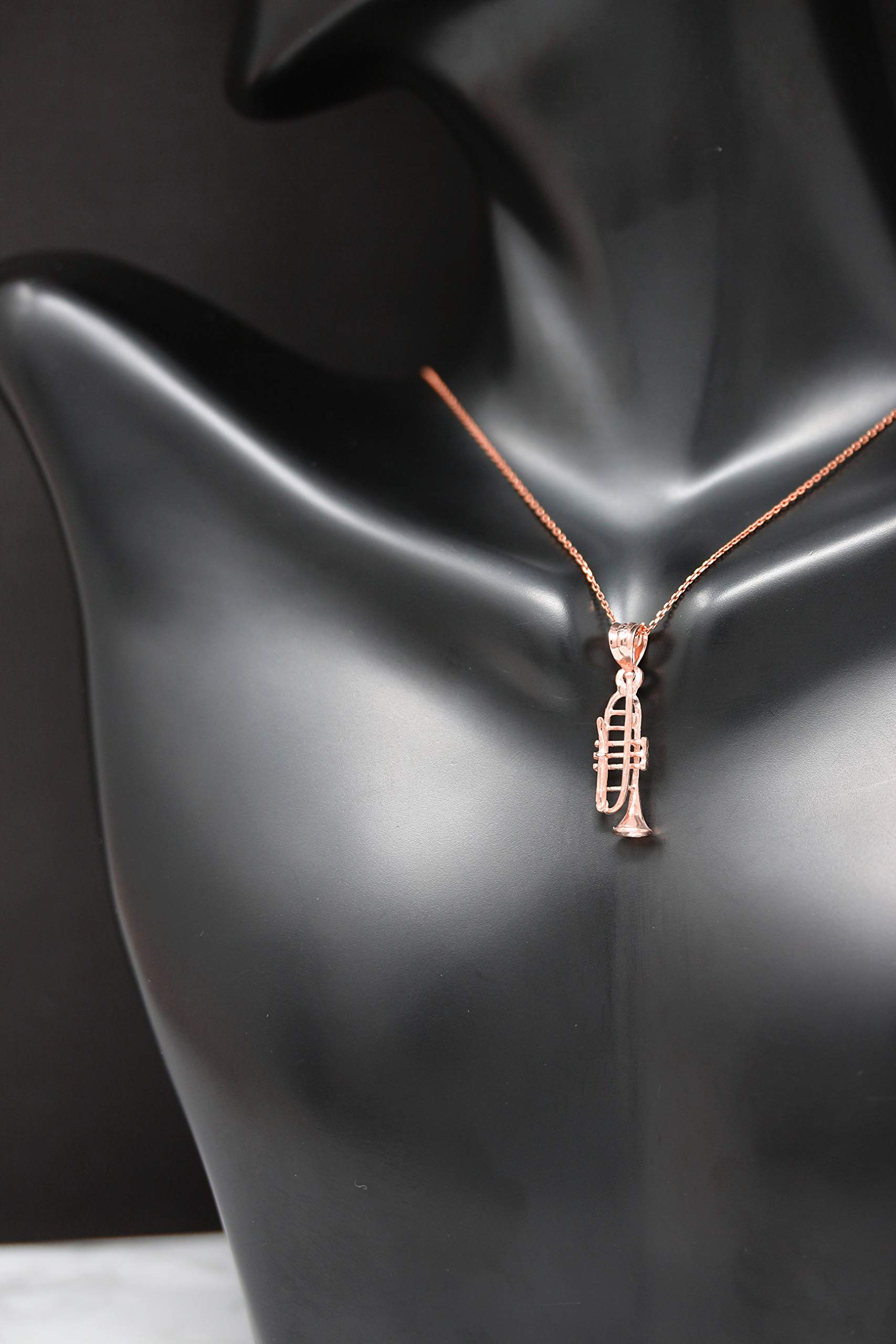 10K Gold Trumpet Horn Charm Pendant Necklace - Elegant Musical Jewelry Gift for Musicians & Music Lovers - Perfect for Performances, Concerts & Special Occasions