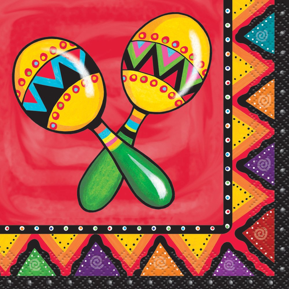 Colorful Fiesta Beverage Napkins - 24 Count, 5.5