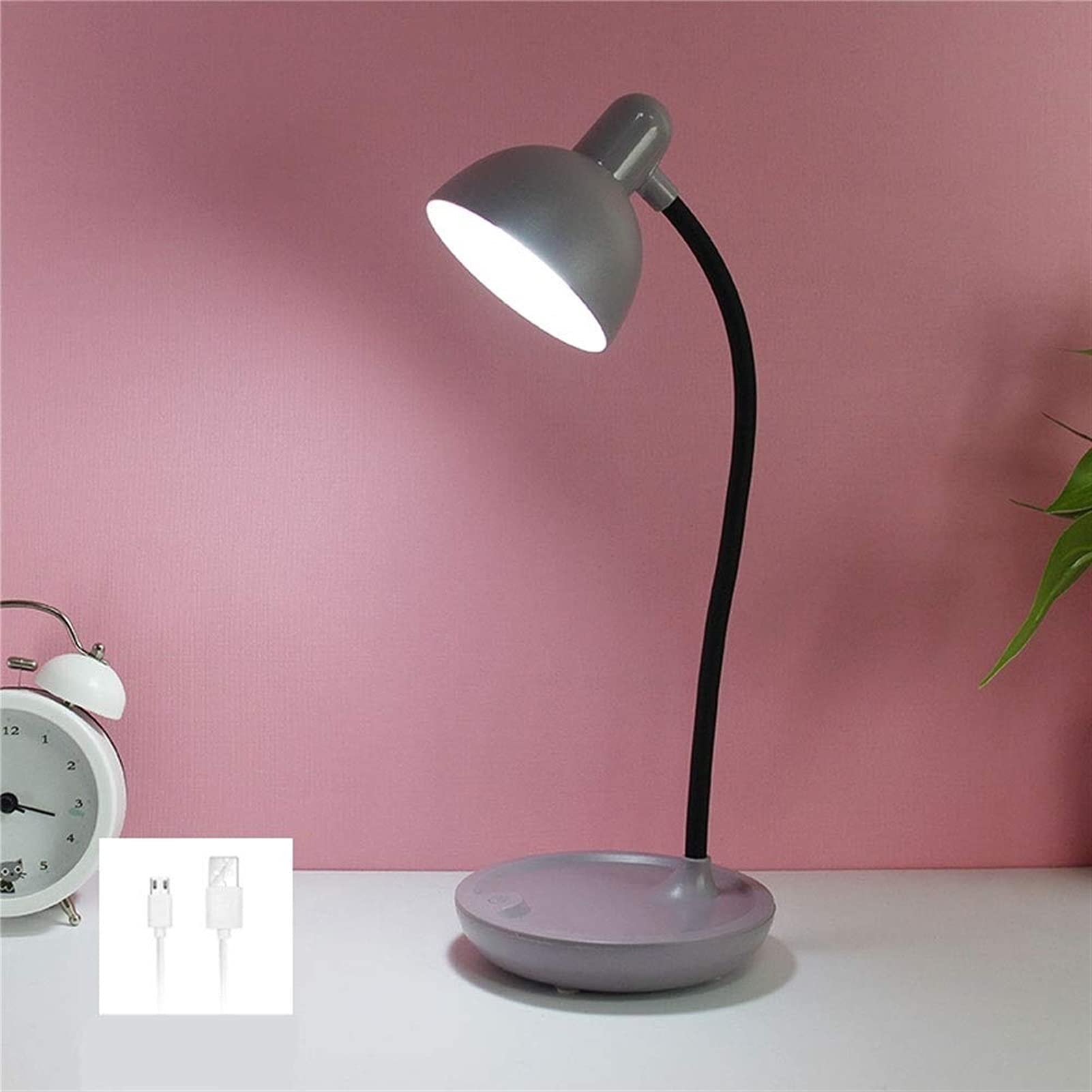 LED Eye Protection Desk Lamp - USB Rechargeable, Dimmable, Retro Style Table Lamp for Reading & Office Work - Perfect for Home, Study Room, Dorm & Hotel (Purple) | Reduce Eye Strain for Students & Professionals