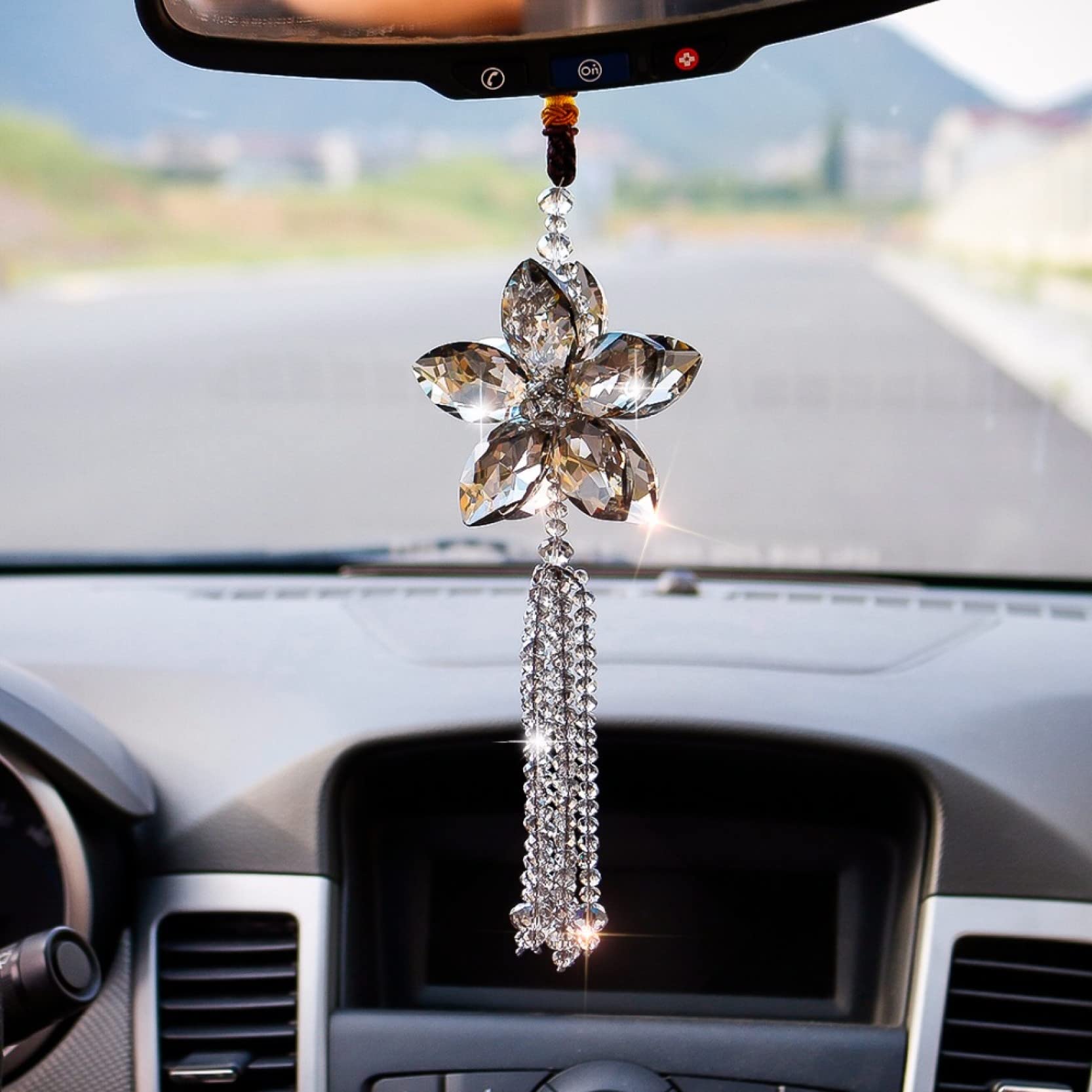 AERICKON Crystal Car Rear View Mirror Ornament - Lucky Rainbow Maker Pendant for Car Window Hanging Accessories | Feng Shui Decor & Gift for Drivers