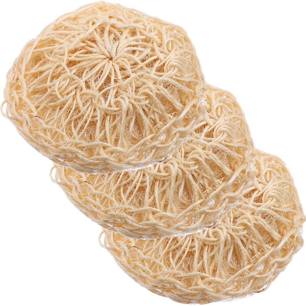 FOMIYES 3-Pack Natural Loofah Bath Sponges - Exfoliating Shower Ball with Sisal Mesh for Deep Cleansing & Skin Renewal | Perfect for Body Scrub, Spa Day, and Gentle Exfoliation in Bath or Shower