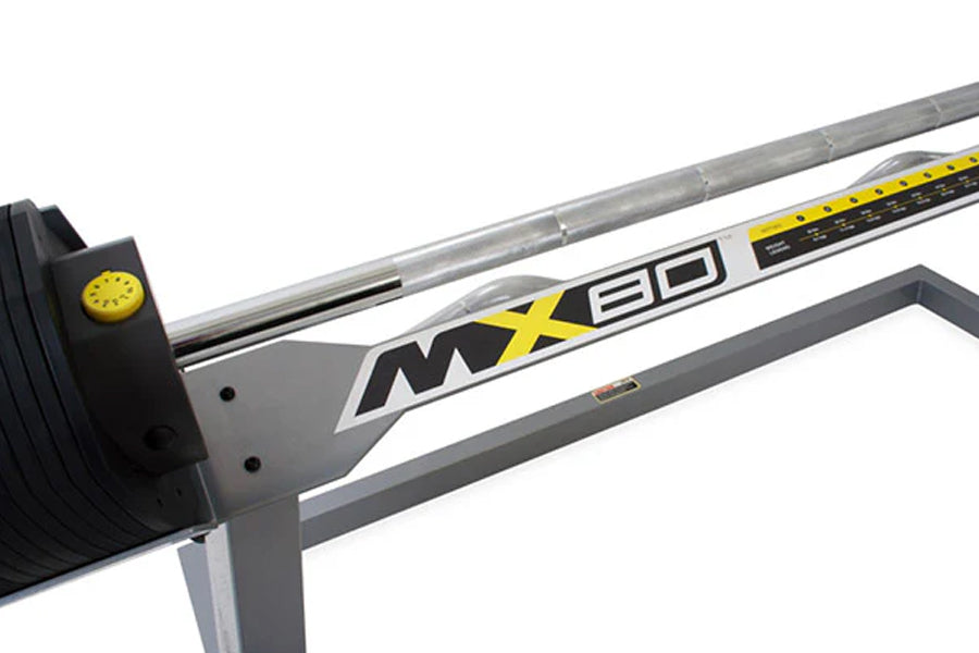 MX80 Rapid Change Adjustable Barbell & Curl Bar System (20-80lbs) - Home Gym Equipment for Strength Training & Weightlifting Workouts