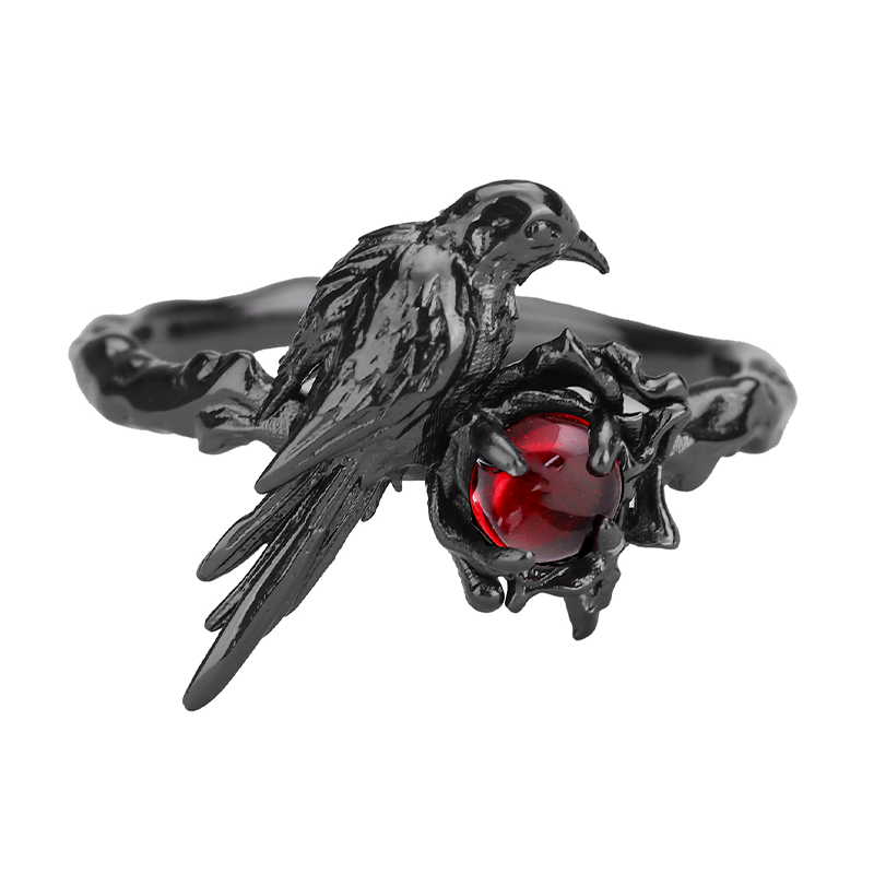 Pure Silver Raven Ring for Women - Gothic Jewelry for Everyday Wear, Gift for Her - Perfect for Halloween, Cosplay & Witchy Aesthetic