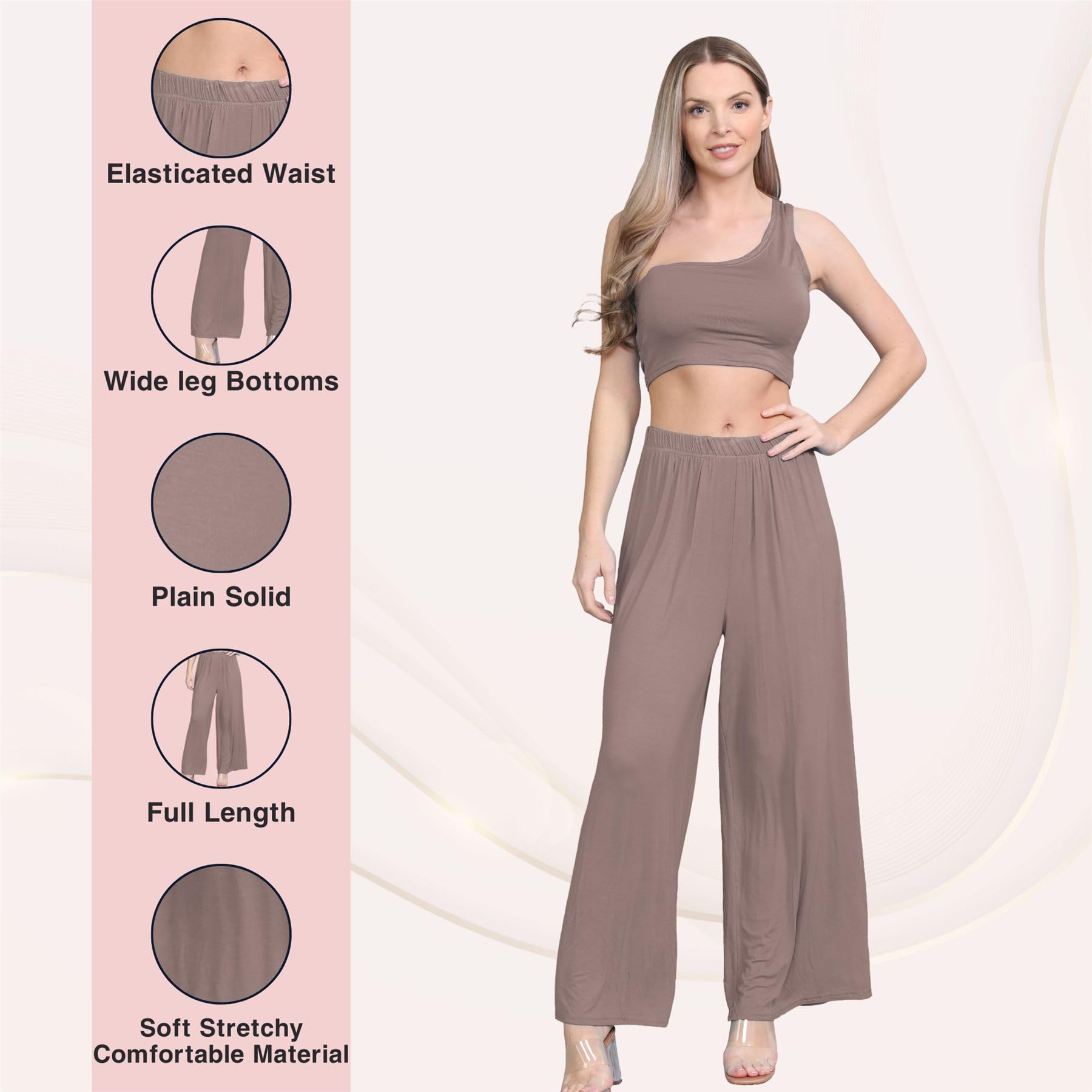 Janisramone® Women's Plain Wide Leg Palazzo Pants - Elegant High Waisted Trousers for Casual & Office Wear | Comfortable Plus Size Palazzo Pants for Women | Perfect for Work, Travel & Everyday Outfits
