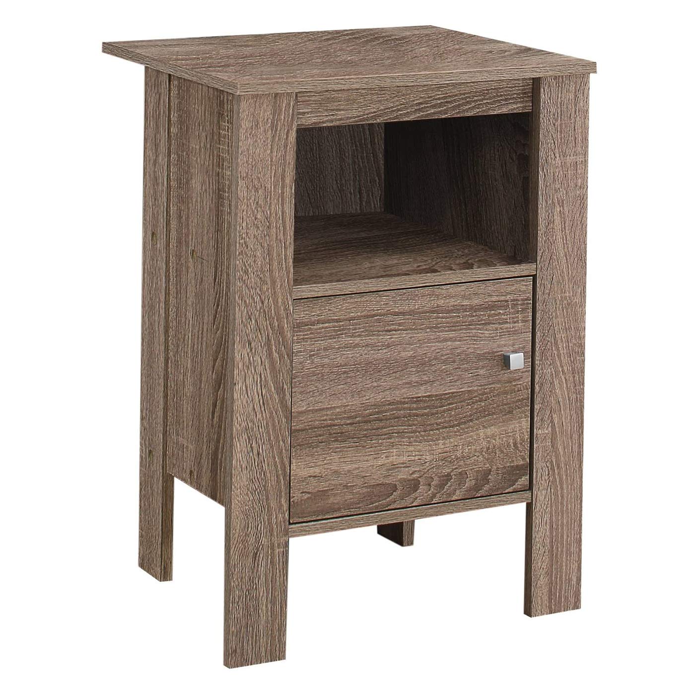 Monarch Specialties Dark Taupe Nightstand with Storage - 17.25