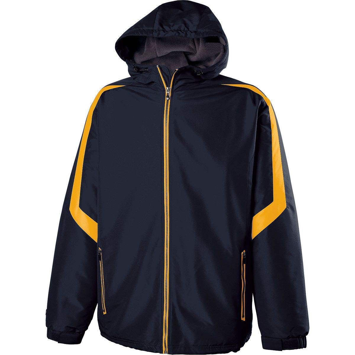 Holloway Men's Polyester Full Zip Charger Jacket - Lightweight, Breathable, Navy & Gold - Perfect for Outdoor Activities, Work, and Casual Wear