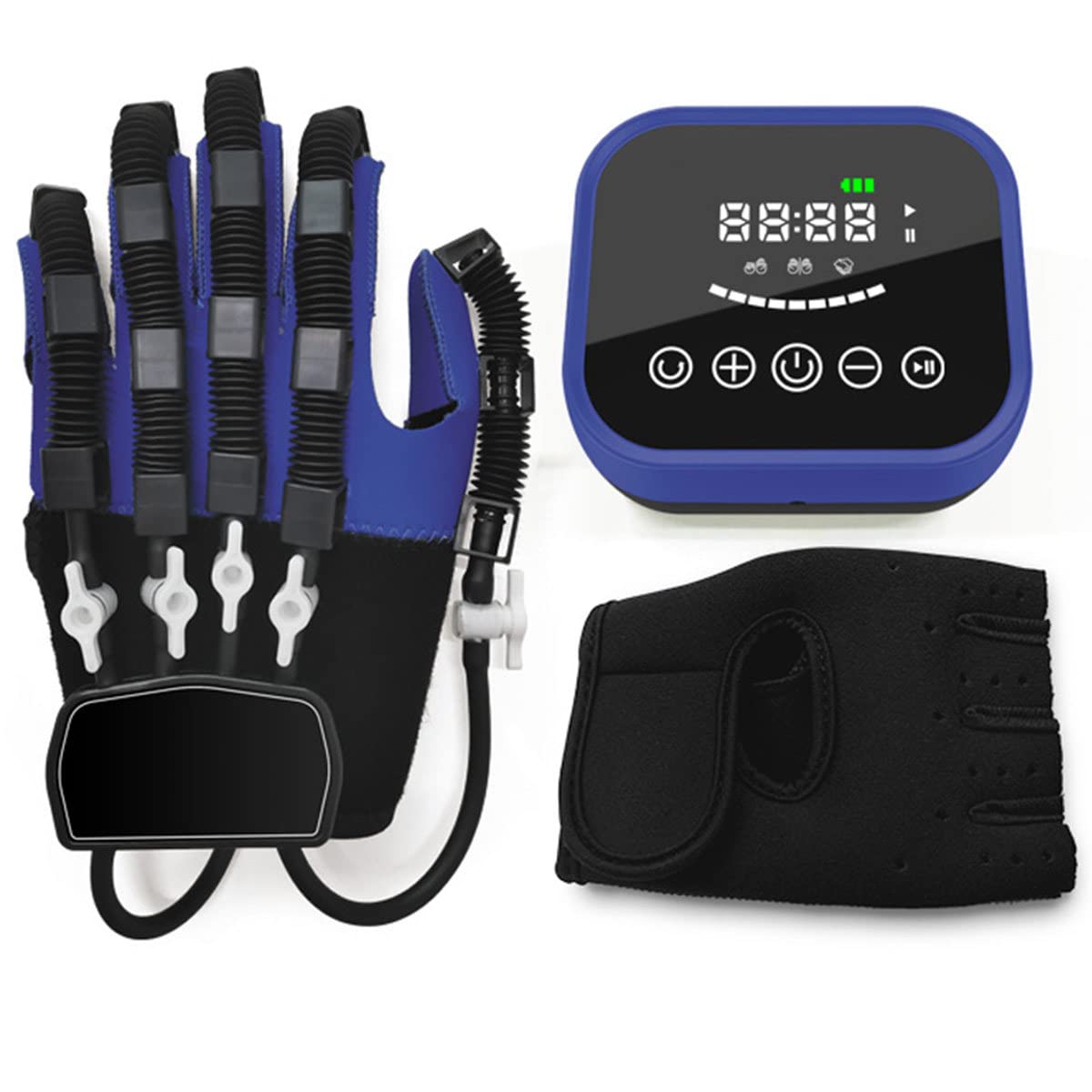 ZWJABYY Rehabilitation Robot Gloves for Hemiplegia & Hand Function Recovery - Smart Finger Training Glove Brace Support for Stroke Patients (Blue, Left Hand) - Ideal for Post-Stroke Therapy & Hand Mobility Exercises at Home or Clinic