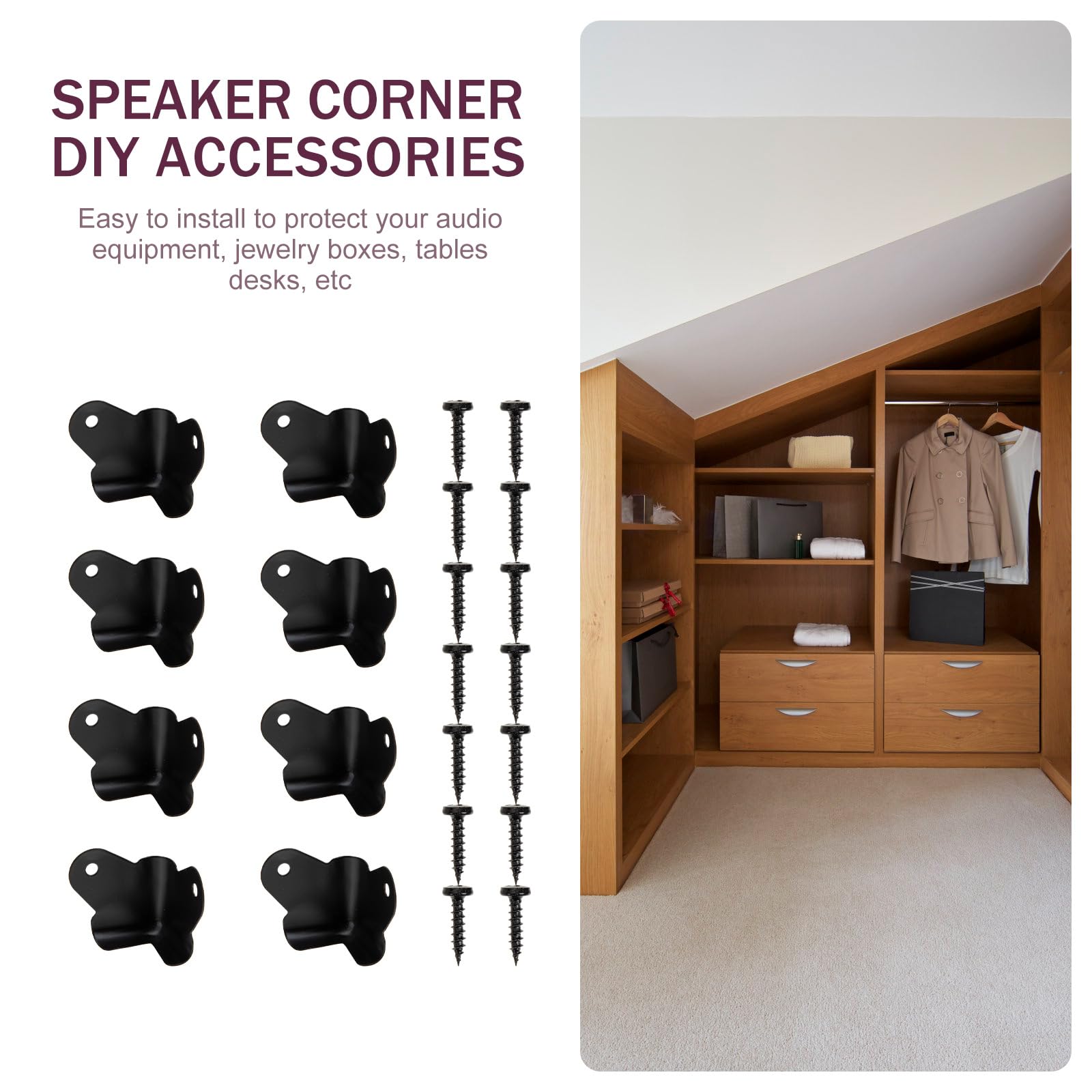 8-Pack Black Metal Corner Protectors for Speaker Cabinets & Guitar Amplifiers - Heavy Duty Rounded Edge Guards for Furniture, Home & Studio Use