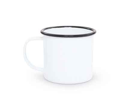 Vintage Style 12 oz. Coffee Mugs with Black Rim - Set of 4 for Home, Office, or Gift Giving