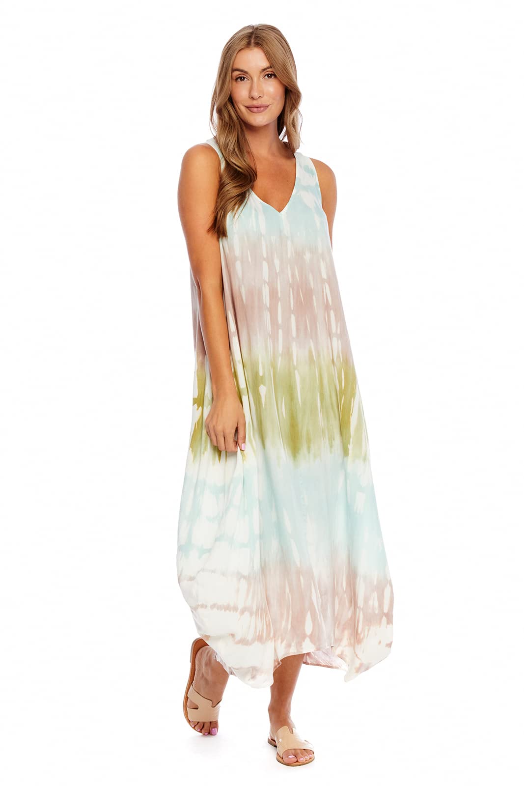 Mud Pie Women's Sleeveless Maxi Dress - Flowy Summer Beach Dress for Vacation, Party & Casual Wear