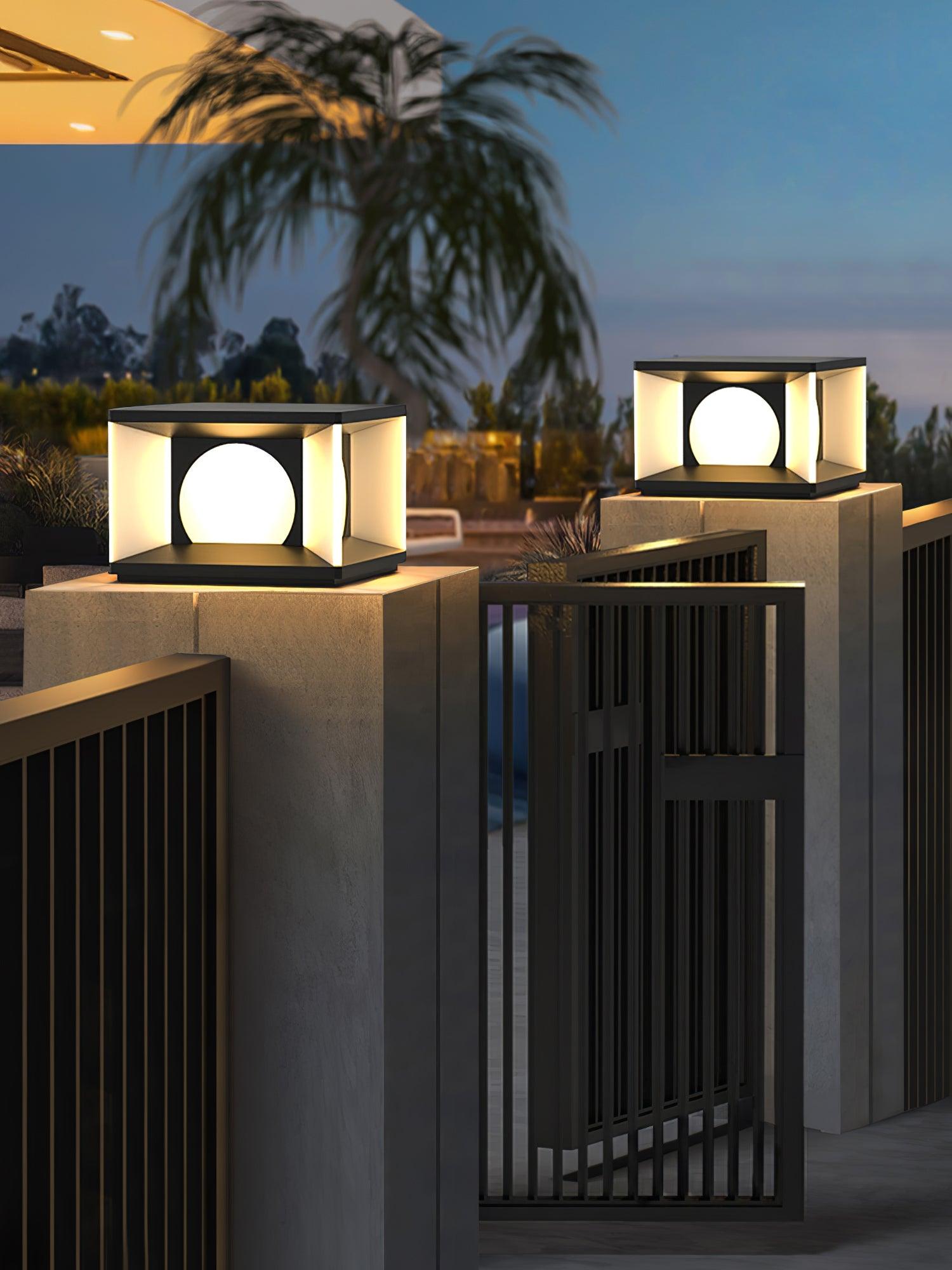 Eclipse Cube Outdoor Post Light - Modern LED Wall Sconce for Porch, Patio, Garden & Driveway Lighting - Waterproof & Energy Efficient Exterior Light Fixture