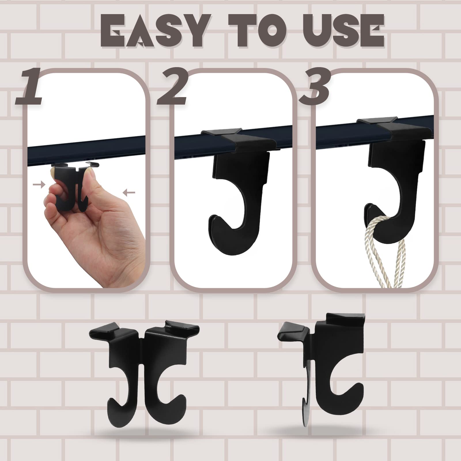 20 Pack Black Metal Drop Ceiling Hooks - T-Bar Track Suspended Grid Clips for Hanging Plants, Lights & Decorations (Perfect for Home, Office & Commercial Use)