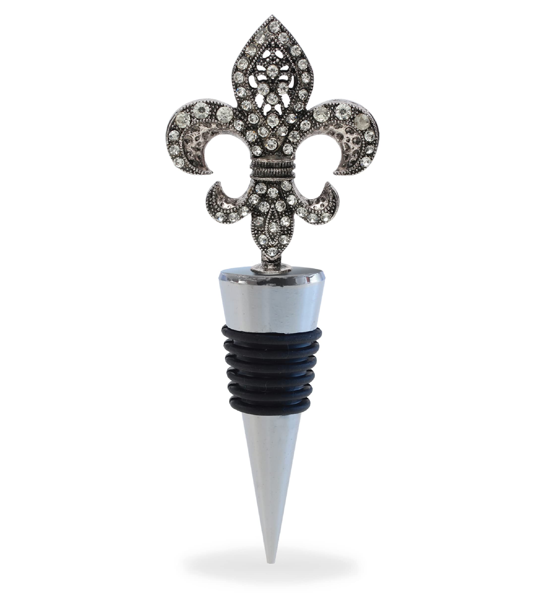 Premium Silver Sparkling Wine Stopper - Vacuum Sealing Metal Wine Bottle Stopper with Fleur De Lis Design | Ideal Wine Accessory & Gift for Friends, Family & Wine Lovers | Perfect for Champagne, Prosecco & Wine Preservation at Home, Parties & Gifting