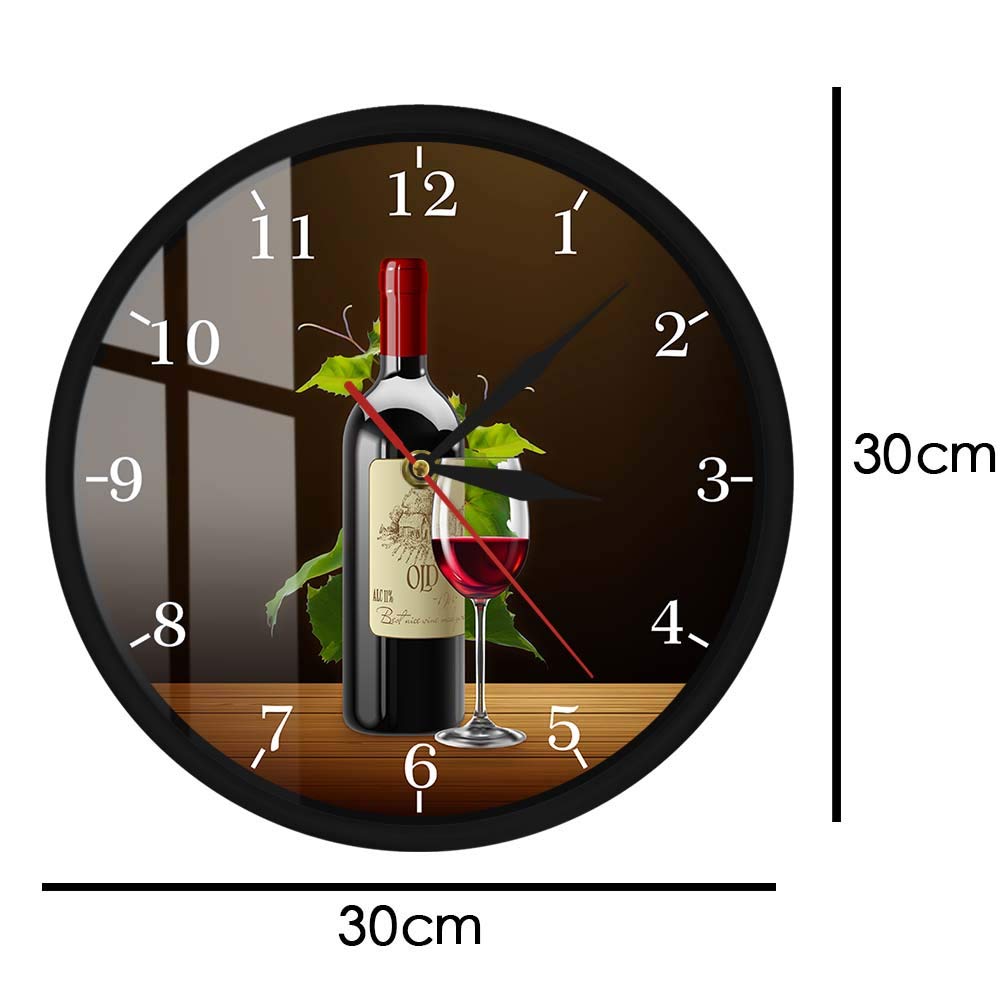 Geek Alerts Silent Wall Clock with Voice Activated LED Night Light - Wine Bottle & Grape Design for Home Bar, Tavern Decor - Perfect for Wine Lovers & Gift Giving