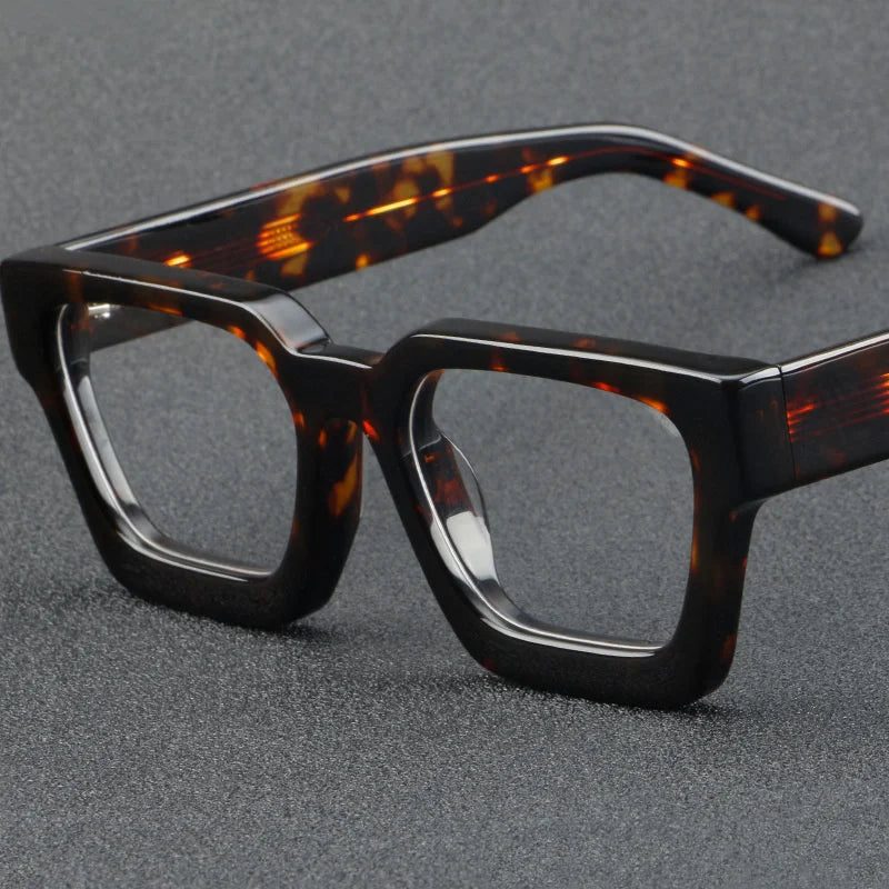 Brightzone Unisex Full Rim Square Thick Acetate Eyeglasses 1439 - Stylish & Durable Frames for Men & Women - Perfect for Reading, Work, and Everyday Fashion