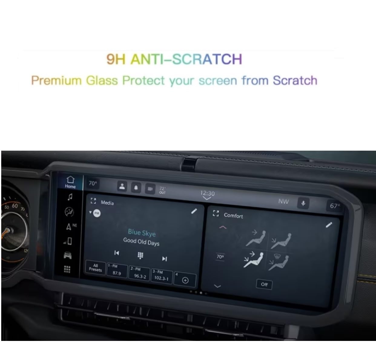 SSSKY Premium 12.3 Inch Screen Protector for 2024 Jeep Wrangler Uconnect 5 System - Anti-Explosion & Scratch Resistant, HD Clear Touchscreen Protector | Perfect for Off-Road Adventures & Daily Driving Protection