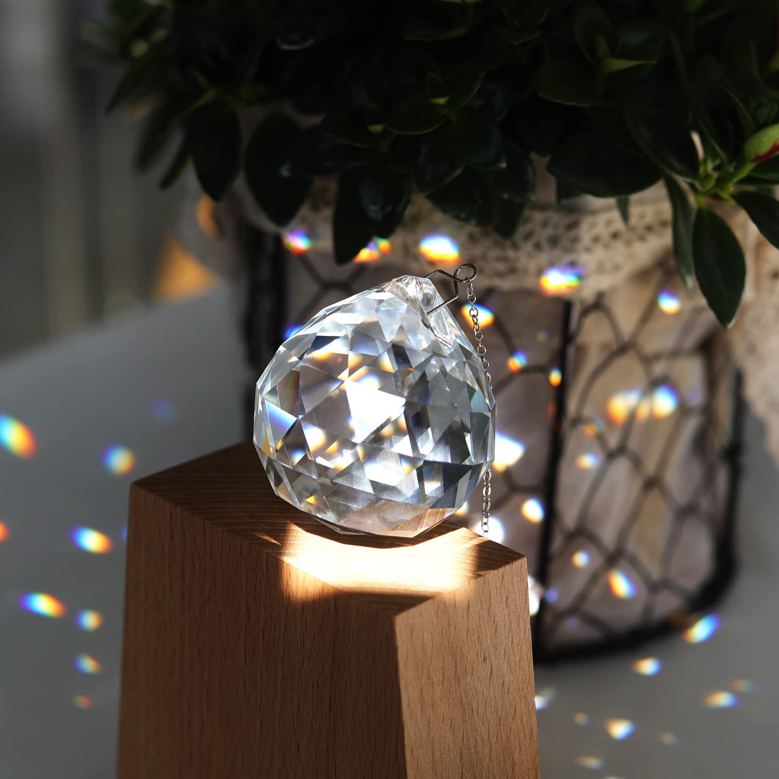 40mm Crystal Ball Prism - Rainbow Maker Sun Catcher for Windows (Pack of 2) - Decorative Glass Hanging Pendant for Home, Garden & Spiritual Healing