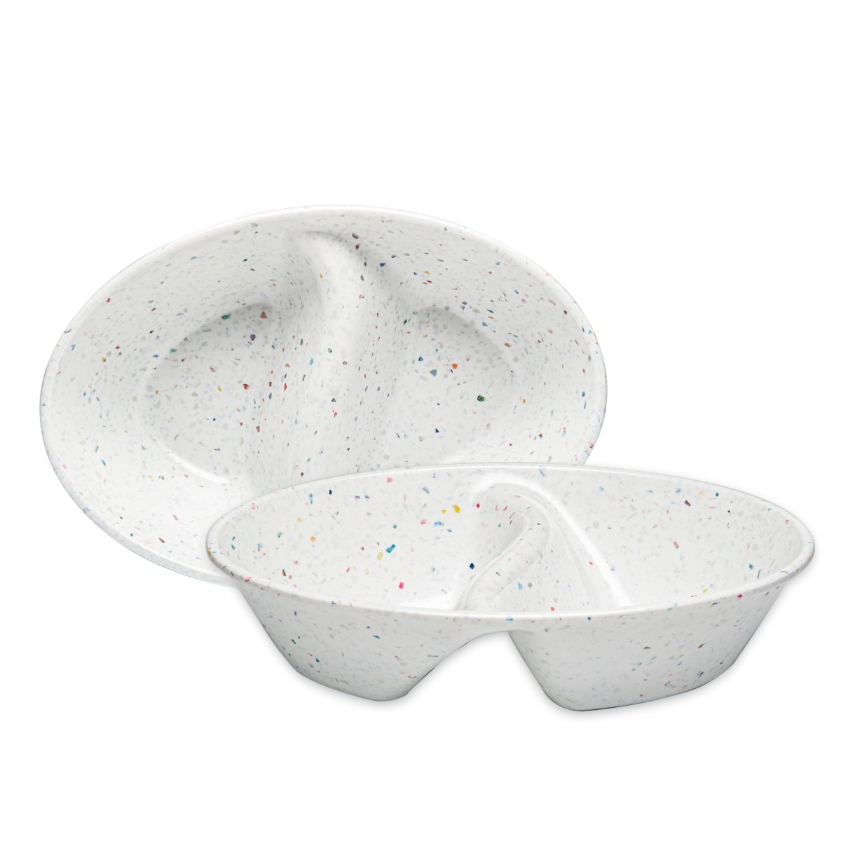 2PC White Confetti Divided Serving Dish - Perfect for Parties, Weddings & Dessert Displays