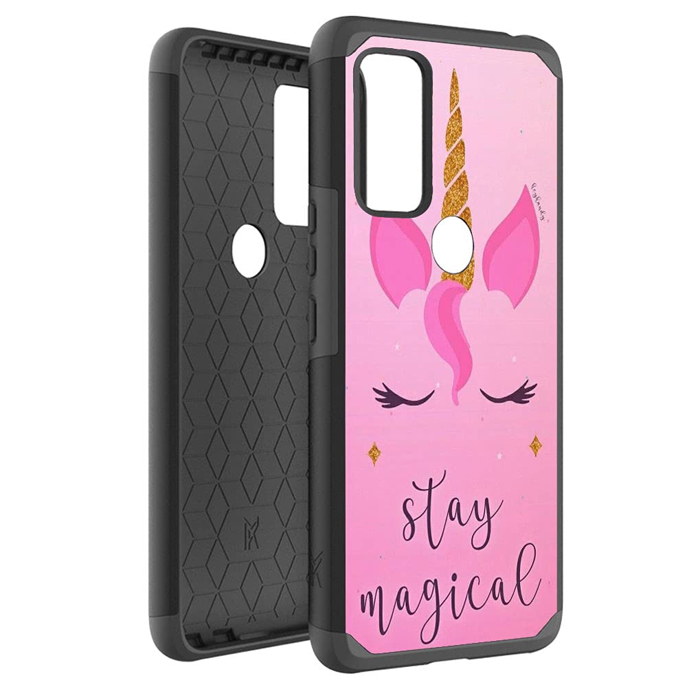 Magical Unicorn Shockproof Phone Case for AT&T Radiant Max 5G & Cricket Dream 5G - Dual Layer Hybrid Protective Hard Cover with Glitter Design | Perfect for Girls, Teens & Unicorn Lovers (School, Work, Travel)