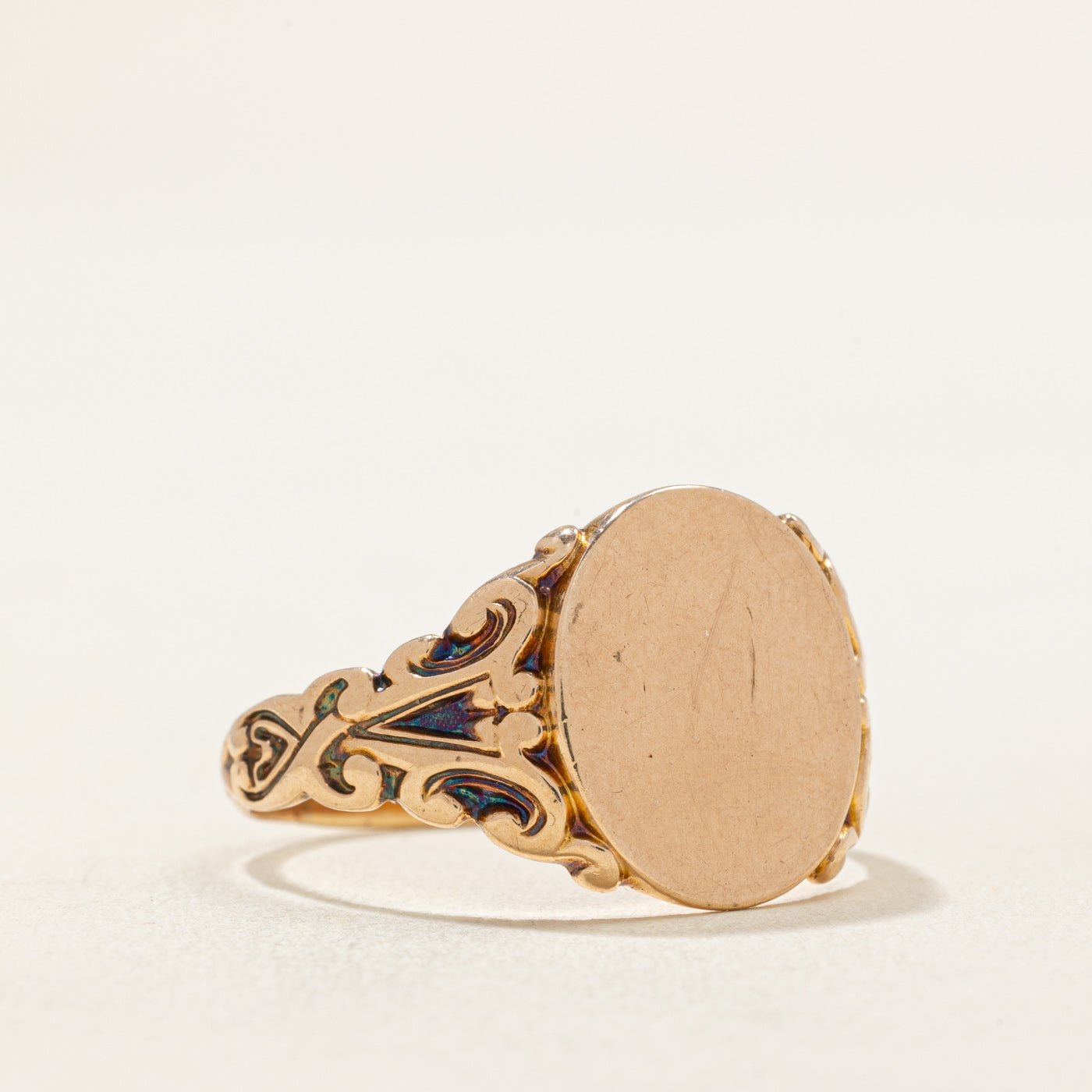 10K Yellow Gold Signet Ring for Men - Size 11, Classic Engraved Pinky Ring, Durable & Hypoallergenic - Perfect for Gifts, Weddings & Everyday Elegance