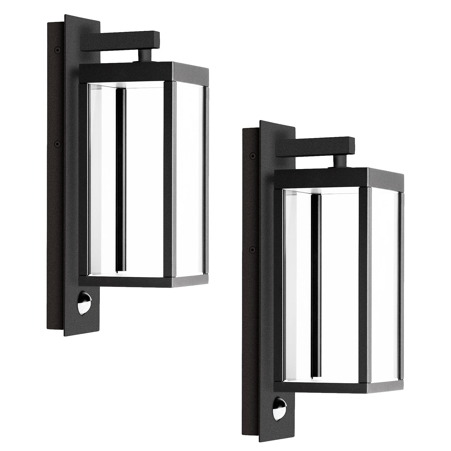 2-Pack Outdoor Wall Sconce with PIR Motion Sensor - IP54 Waterproof LED Wall Light Fixture, 13W 750Lm 3000K Warm White - Modern Grey Exterior Lantern for Porch, Entryway, Garage & Garden Security Lighting