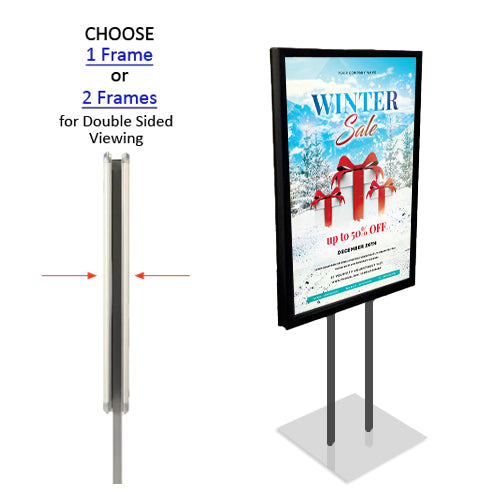 Double Pole Floor Stand 13x19 Sign Holder | 2.5