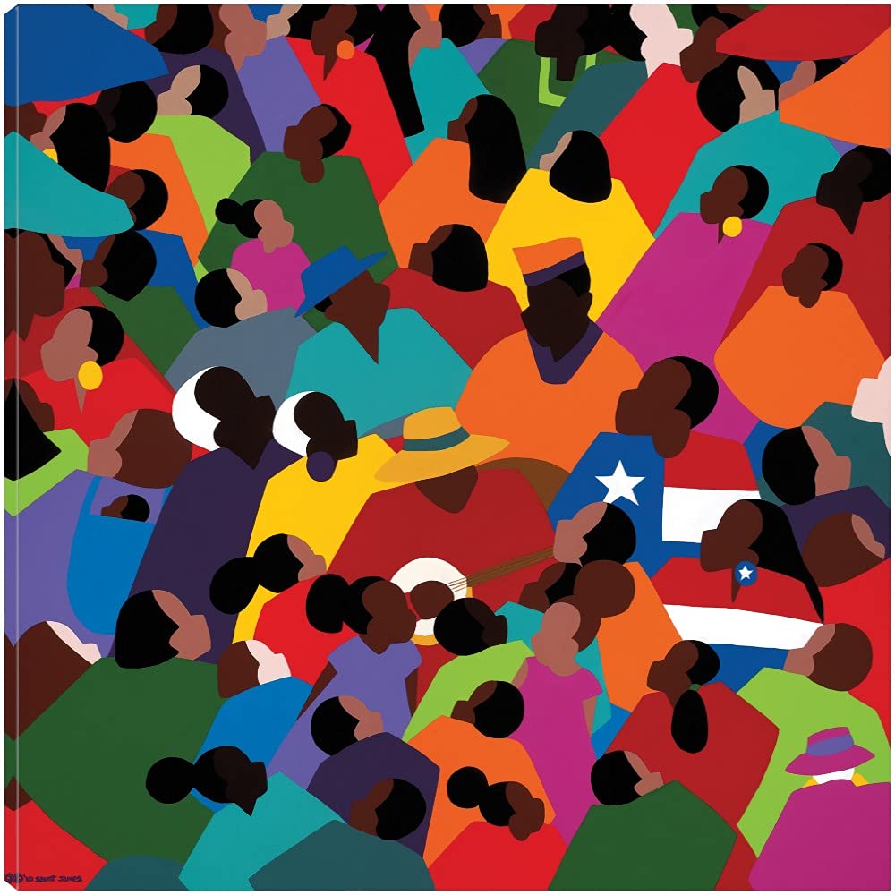 Juneteenth Fine Art Canvas Wall Decor by Synthia SAINT JAMES - 22x22 Inch Black History Month Artwork for Living Room, Bedroom, Office & More - Ready to Hang African American Cultural Home Decor