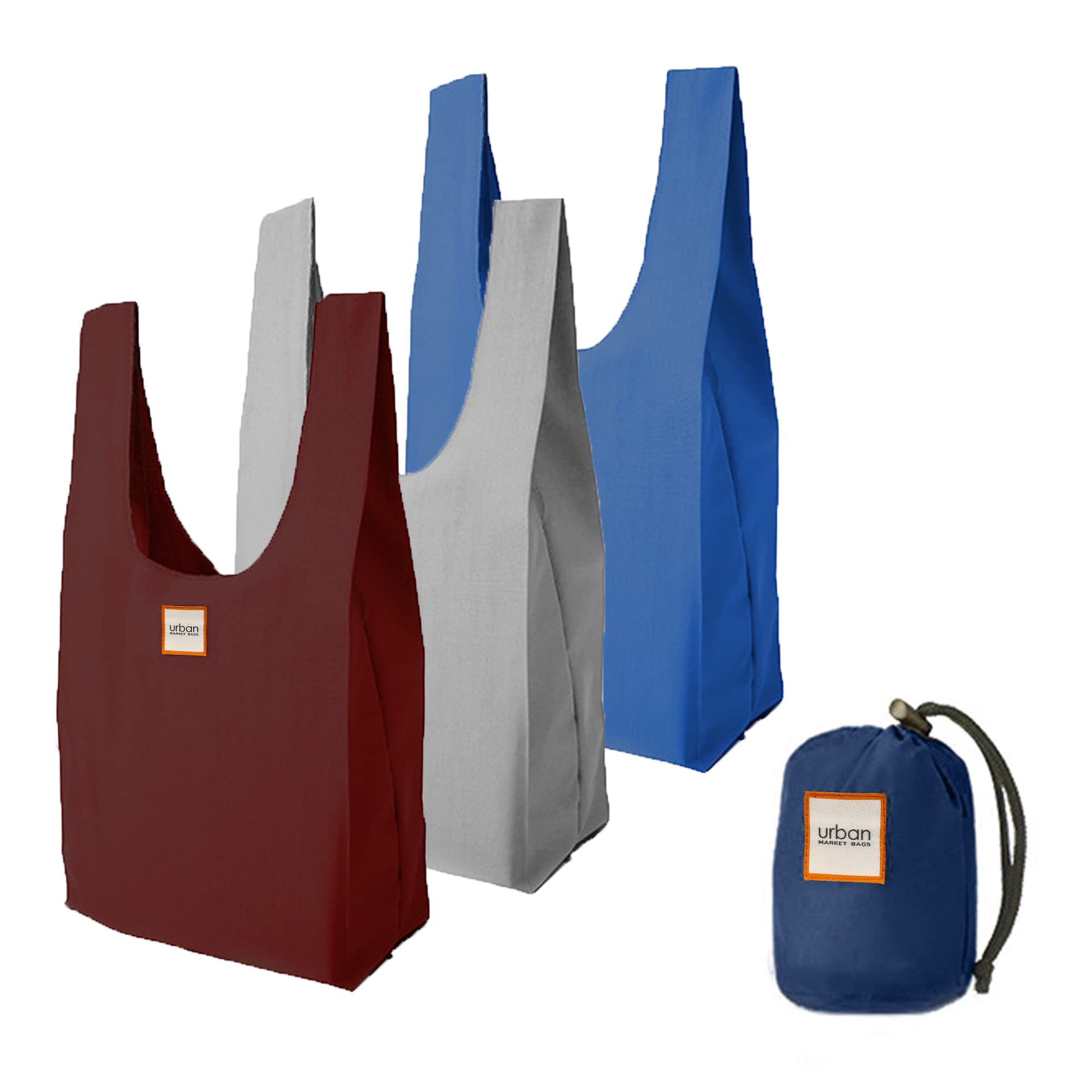 Eco-Friendly Reusable Grocery Bags - Large Foldable Nylon Shopping Totes with Comfortable Handles, Machine Washable & Compact for Storage (Set of 3, Ocean Blue) - Perfect for Grocery Shopping, Farmers Markets & Beach Trips