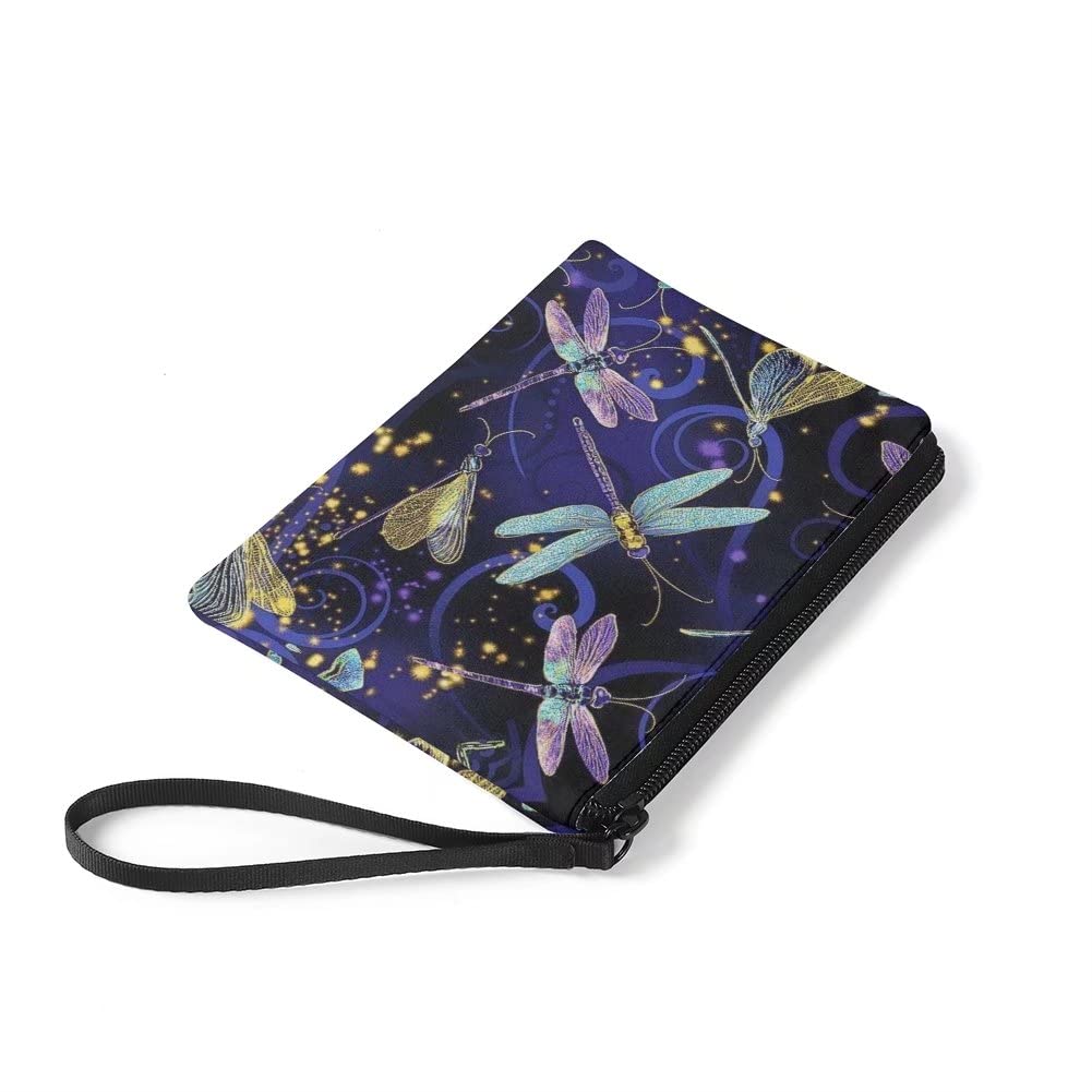 Chaqlin Blue Dragonflies Coin Purse - Women's Flannel Wallet & Travel Makeup Bag for Credit Cards, ID, Keys, Headphones & Lipstick | Perfect for Everyday Use, Travel & Gift Giving