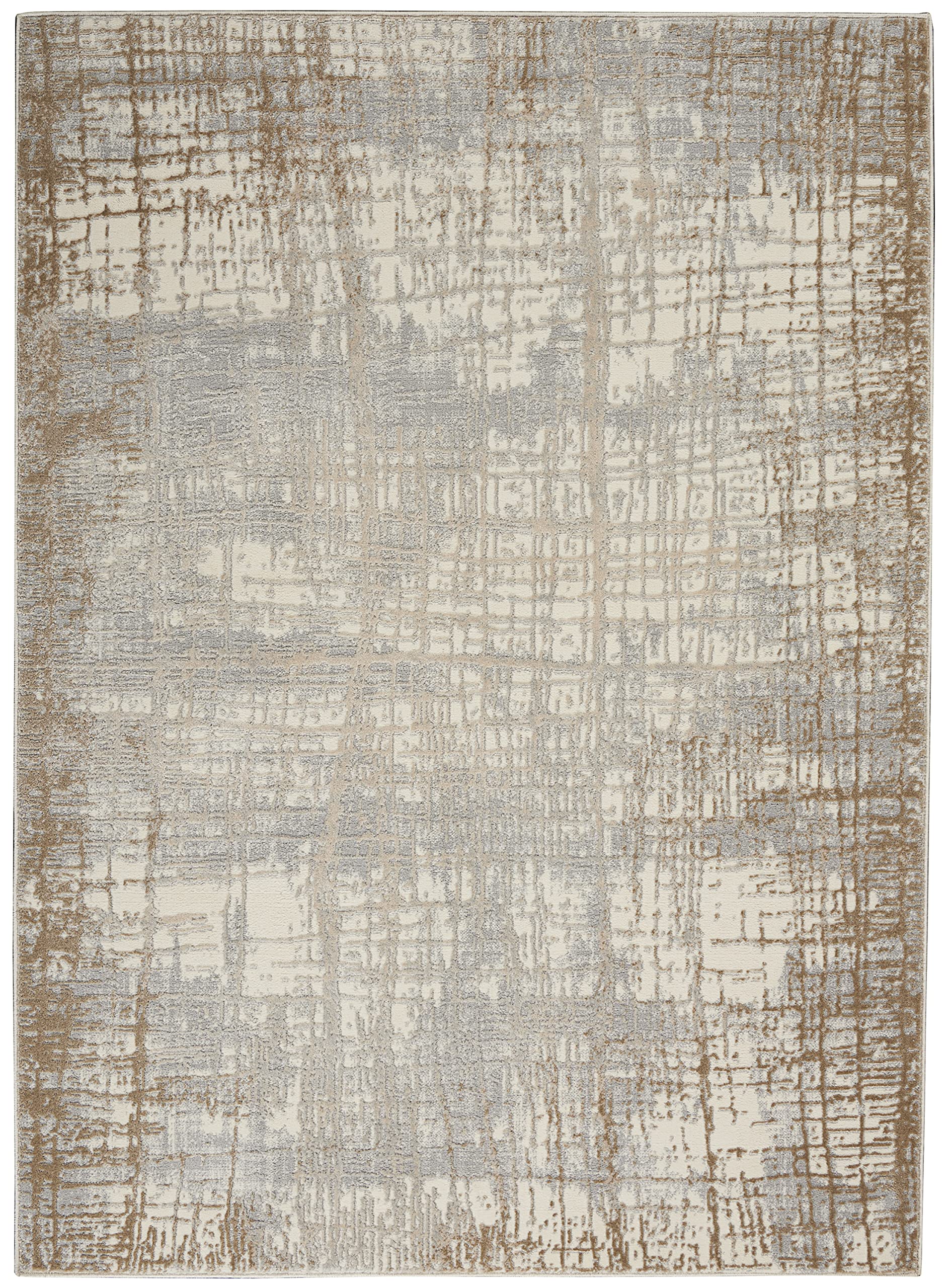 Calvin Klein Rush Ivory/Taupe 4x6 Area Rug - Modern Abstract Design, Easy Clean & Non-Shedding - Perfect for Bedroom, Living Room, Dining Room & Kitchen Decor