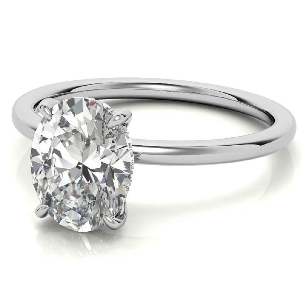 3 CT Oval Moissanite Engagement Ring - Vintage Solitaire Wedding Band with 4-Prong Setting in Sterling Silver - Anniversary, Promise Ring Gift for Her - Perfect for Proposals, Weddings & Special Occasions