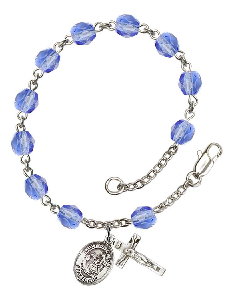 September Birthstone Rosary Bracelet with St. Catherine of Siena Charm - 7.5 Inch Catholic Prayer Beads for Women | Perfect for Baptism, First Communion & Daily Devotion