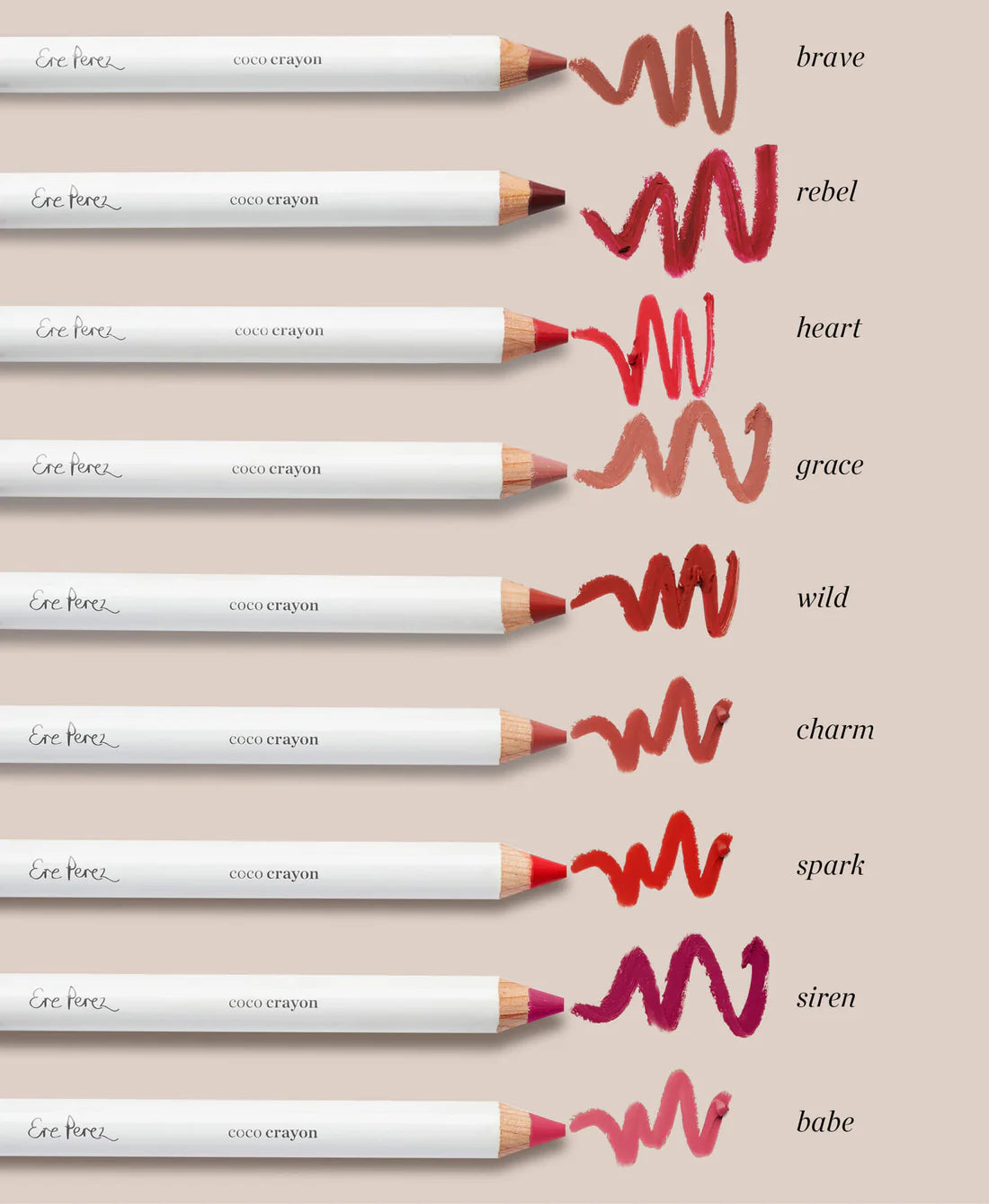 Ere Perez Coco Crayon - Natural Vegan Lip & Cheek Tint for Everyday Makeup | Perfect for On-the-Go Touch Ups & Travel