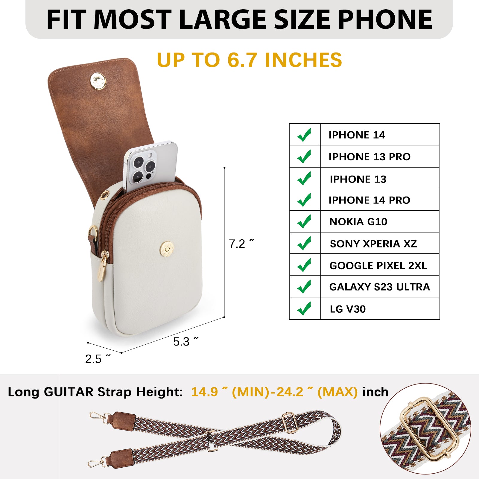 Stylish Small Phone Crossbody Bag with Adjustable Guitar Strap - Perfect for Travel, Concerts & Everyday Use