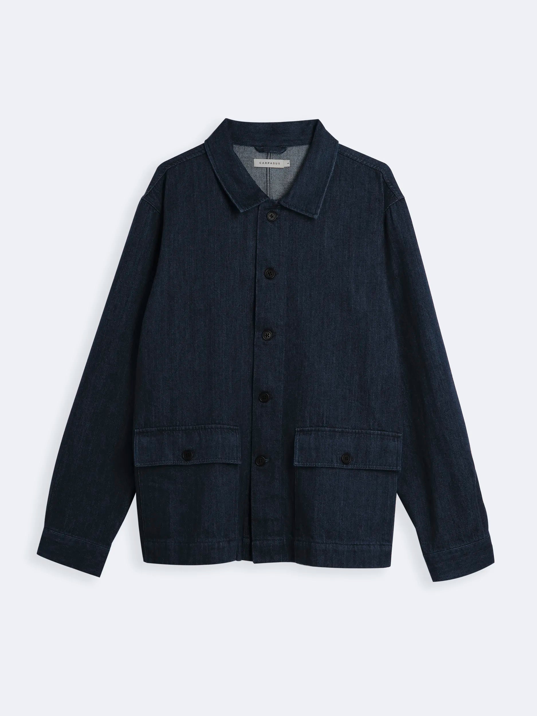 Men's Oversized Denim Shirt Jacket in Navy Blue - Casual Layering for Fall & Winter Outfits
