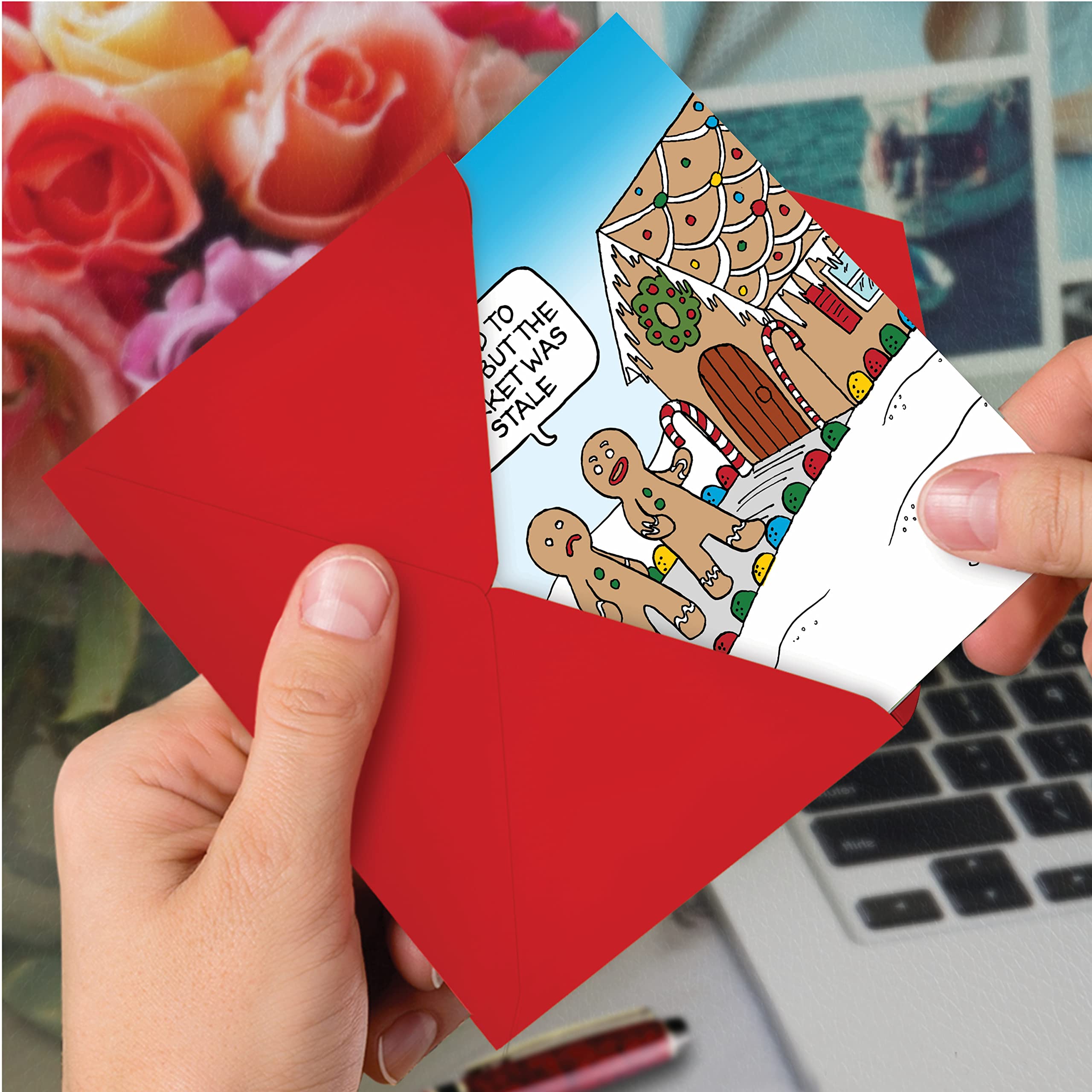 Funny Christmas Cards with Cartoon Animals - Boxed Set of 12 Merry Holiday Greeting Cards (1 Design) - Perfect for Office Exchanges, Family Gifts & Festive Mailings