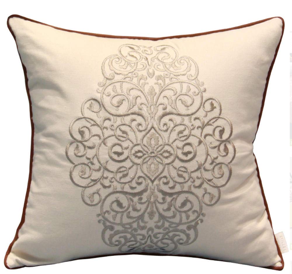 **Soft Cotton & Linen Embroidered Pillow - Sofa Back Cushion, Bed Headrest, Waist Support Pillow with Removable Core (45x45cm) - Perfect for Living Room, Bedroom & Office Comfort**