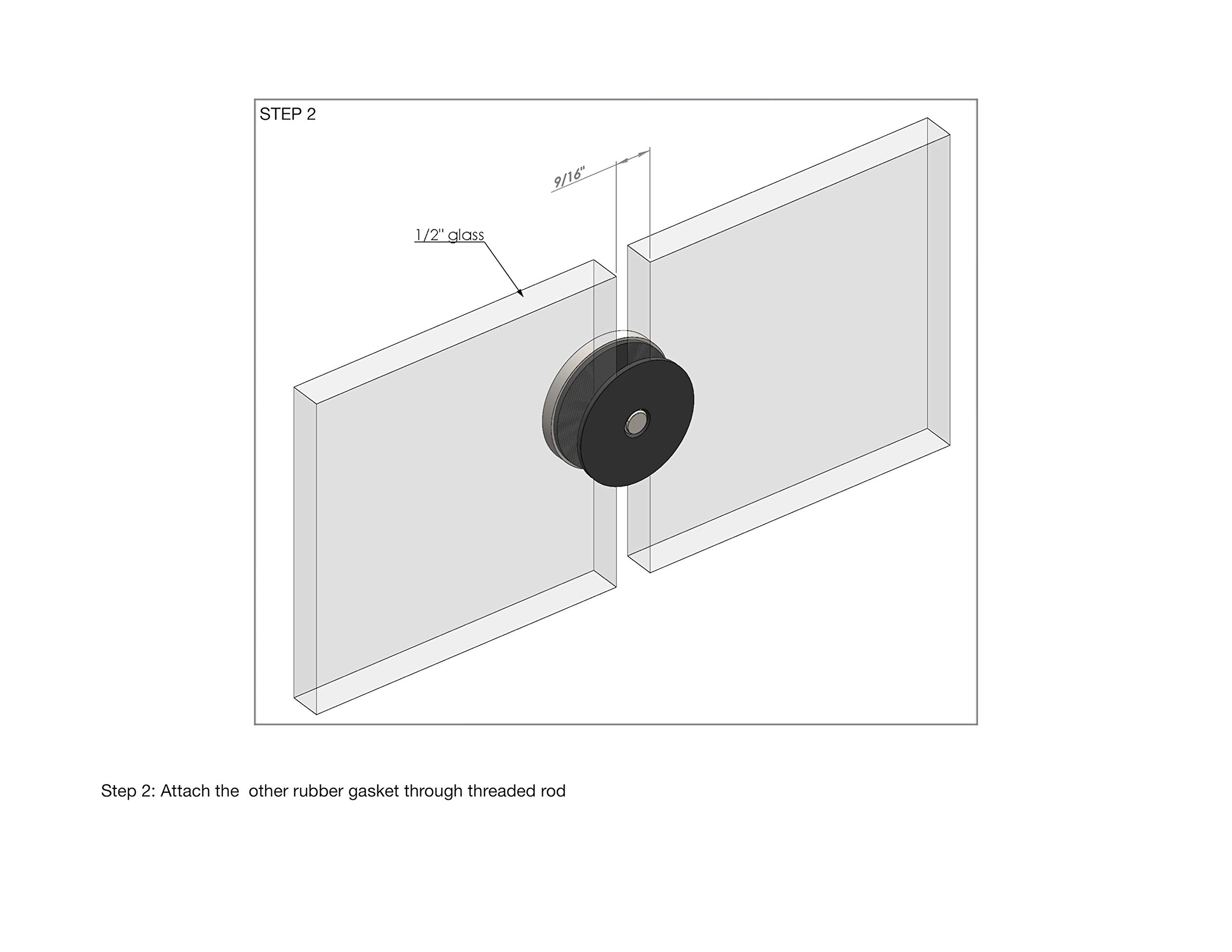 Stainless Steel Round Button Glass Panel Stabilizer Clamp for Glass Railings - Pack of 2 - Satin Finish by Inline Design - Perfect for Balcony, Staircase & Deck Safety Railings