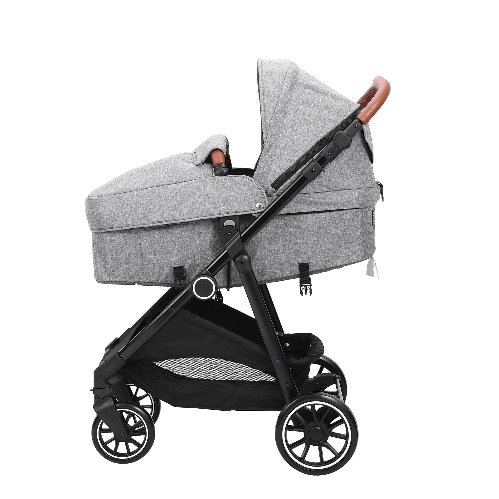 VEVOR 3-in-1 Baby Stroller with Bassinet | Adjustable Reversible Seat & Foldable Design | Carbon Steel Frame with Leg Cover & Mesh Net | Perfect for Newborns to Toddlers | Ideal for Shopping, Travel & Daily Walks (Dark Grey)