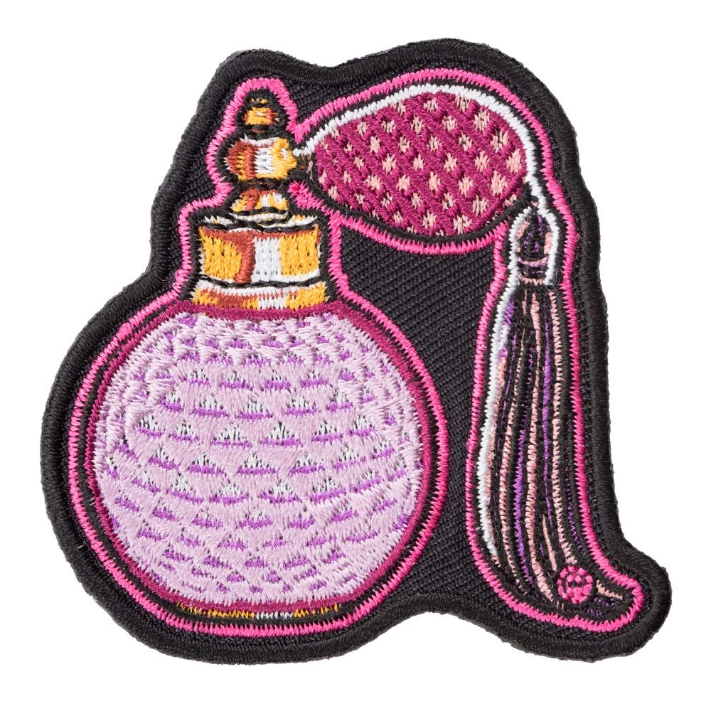 PatchStop Pink Iron-On Perfume Bottle Embroidered Patches for Clothing, Jeans, Jackets & Bags - 2.5x2.5 Inch DIY Sew-On Decorative Patches for Women - Perfect for Customizing Denim, Backpacks & Fashion Accessories