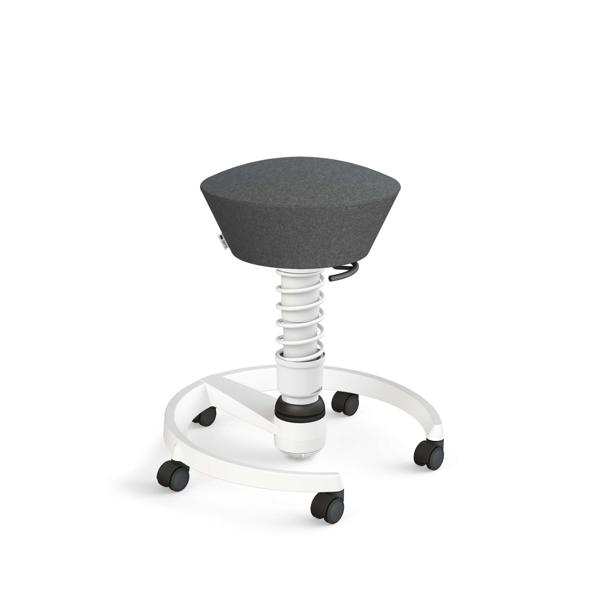 Aeris Swopper Active Sitting Stool with White Castor Wheels - Ergonomic Office Chair Alternative for Home & Workplace - Perfect for Standing Desks, Workstations and Posture Correction