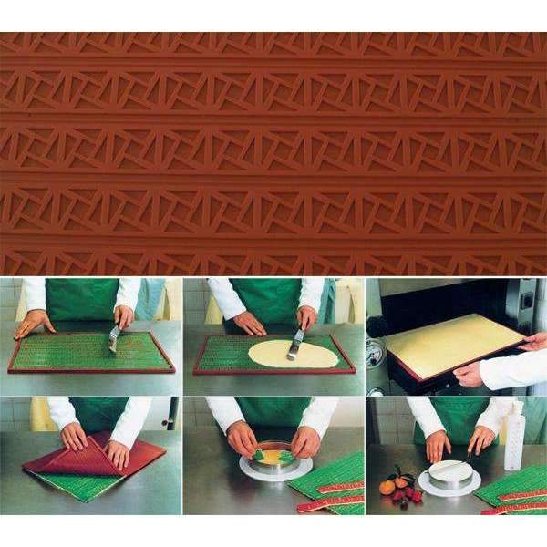 Premium Silikomart™ Silicone Relief Decor Mat - Greek Square Design for Cake, Chocolate & Pastry Decoration - Perfect for Baking, Dessert Making & Candy Crafting