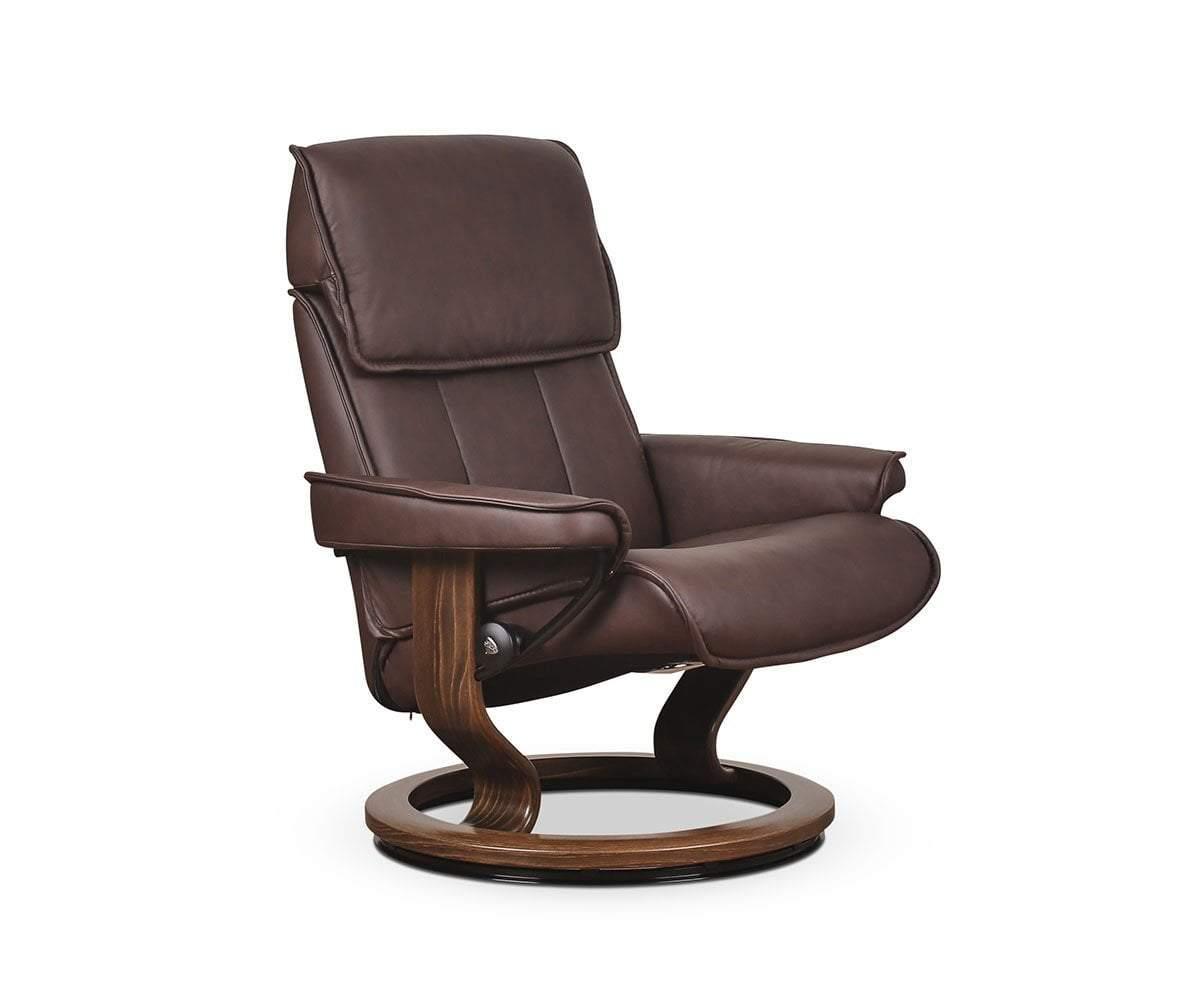 Stressless® Admiral Recliner & Ottoman in Chocolate Brown - Premium Leather Reclining Chair with Footrest for Living Room, Home Theater & Office Relaxation
