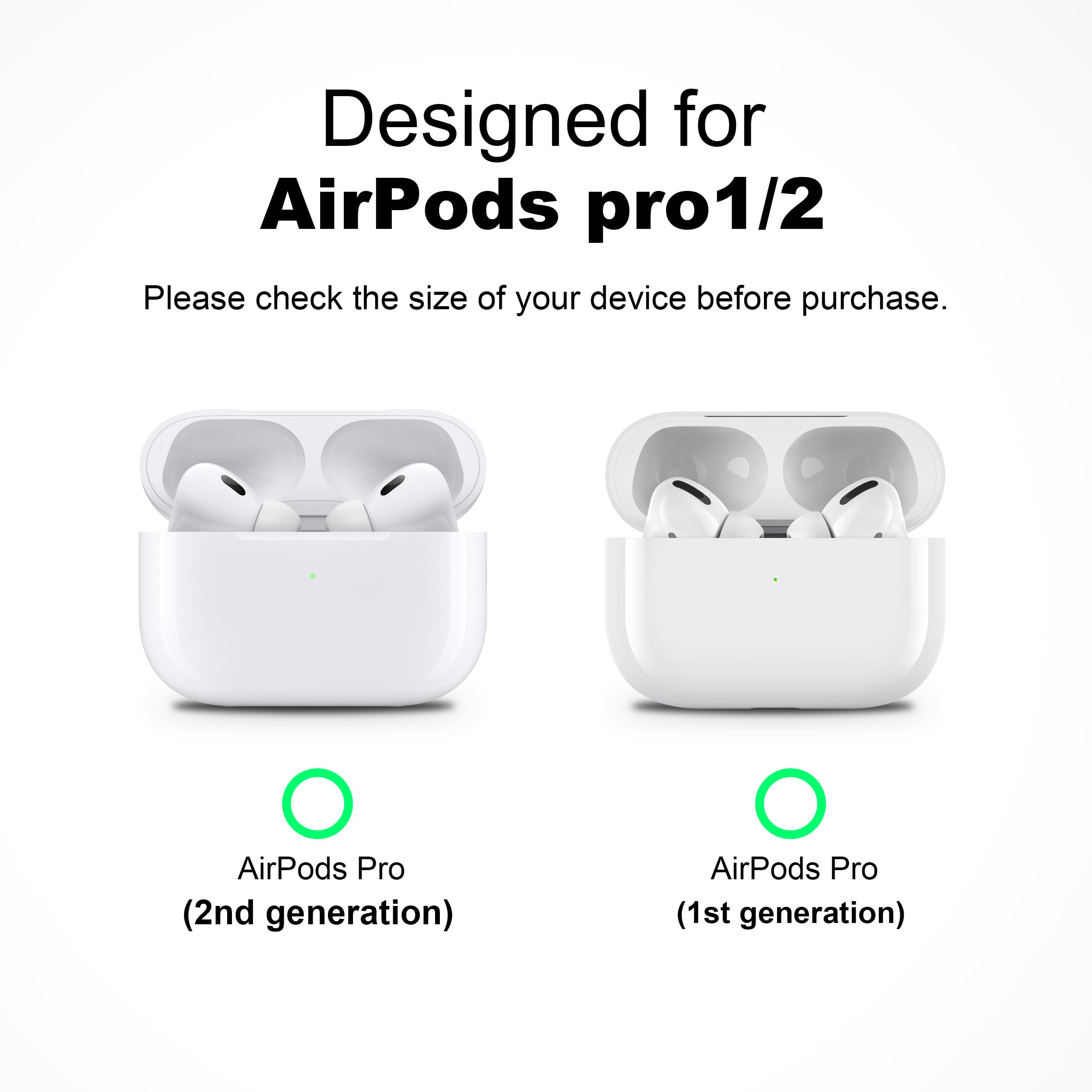RFUNGUANGO Protective Case for AirPods Pro 1 & 2 with Cleaning Kit & Phone Holder - Black | Shockproof Cover for Wireless Earbuds | Perfect for Gym, Travel & Daily Use