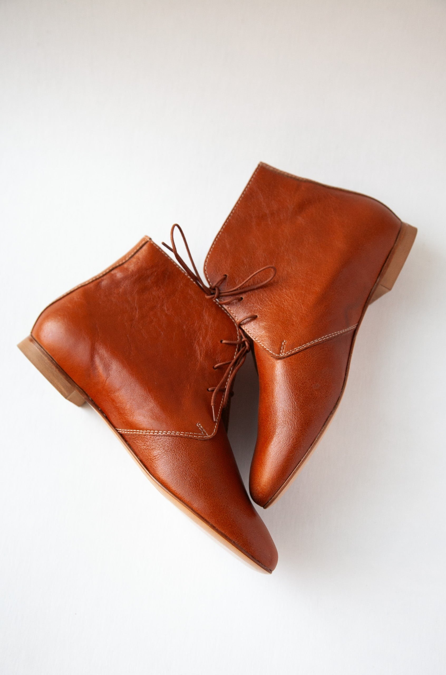 LEA Boots for Women - Genuine Leather Cognac Brown Ankle Boots - Stylish & Comfortable for Fall, Winter, and Everyday Wear
