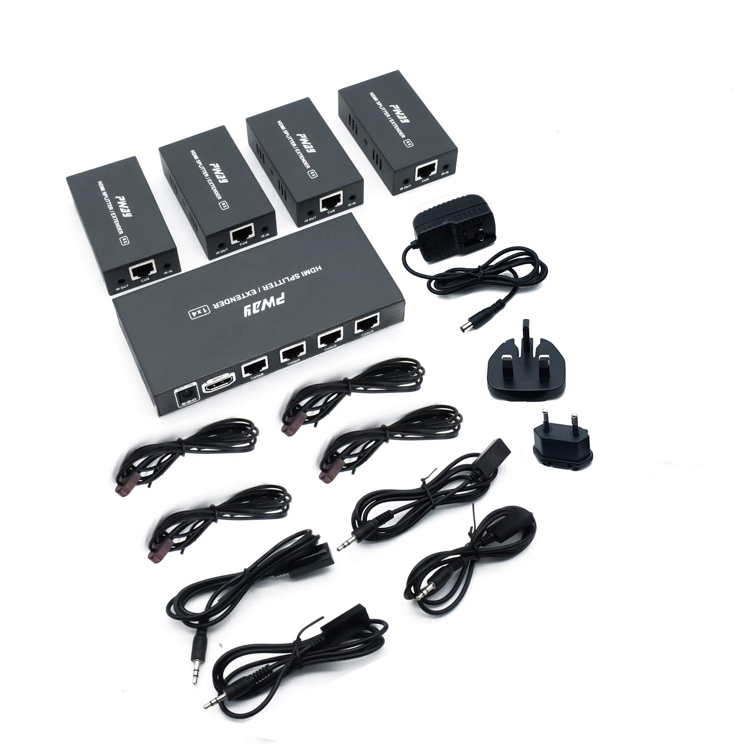 4K HDMI Splitter Extender 1x4 Over Cat5e/Cat6 - 60m (196ft) Range, IR Remote, Zero Delay, 1080P/4K Support - Perfect for Home Theater, Conference Rooms & Multi-Screen Setups