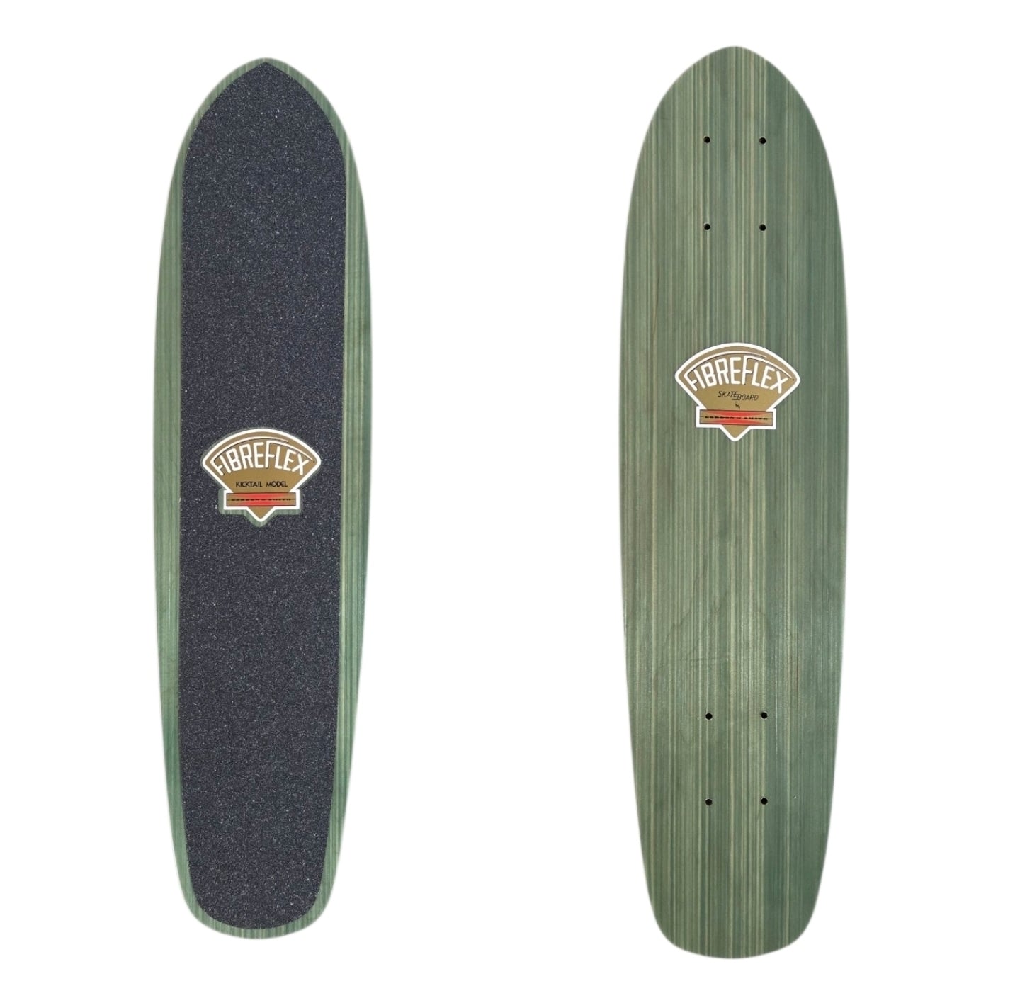 G&S Gordon and Smith Fibreflex KickTail Green Stripe Skateboard - Perfect for Street Skating, Tricks & Cruising
