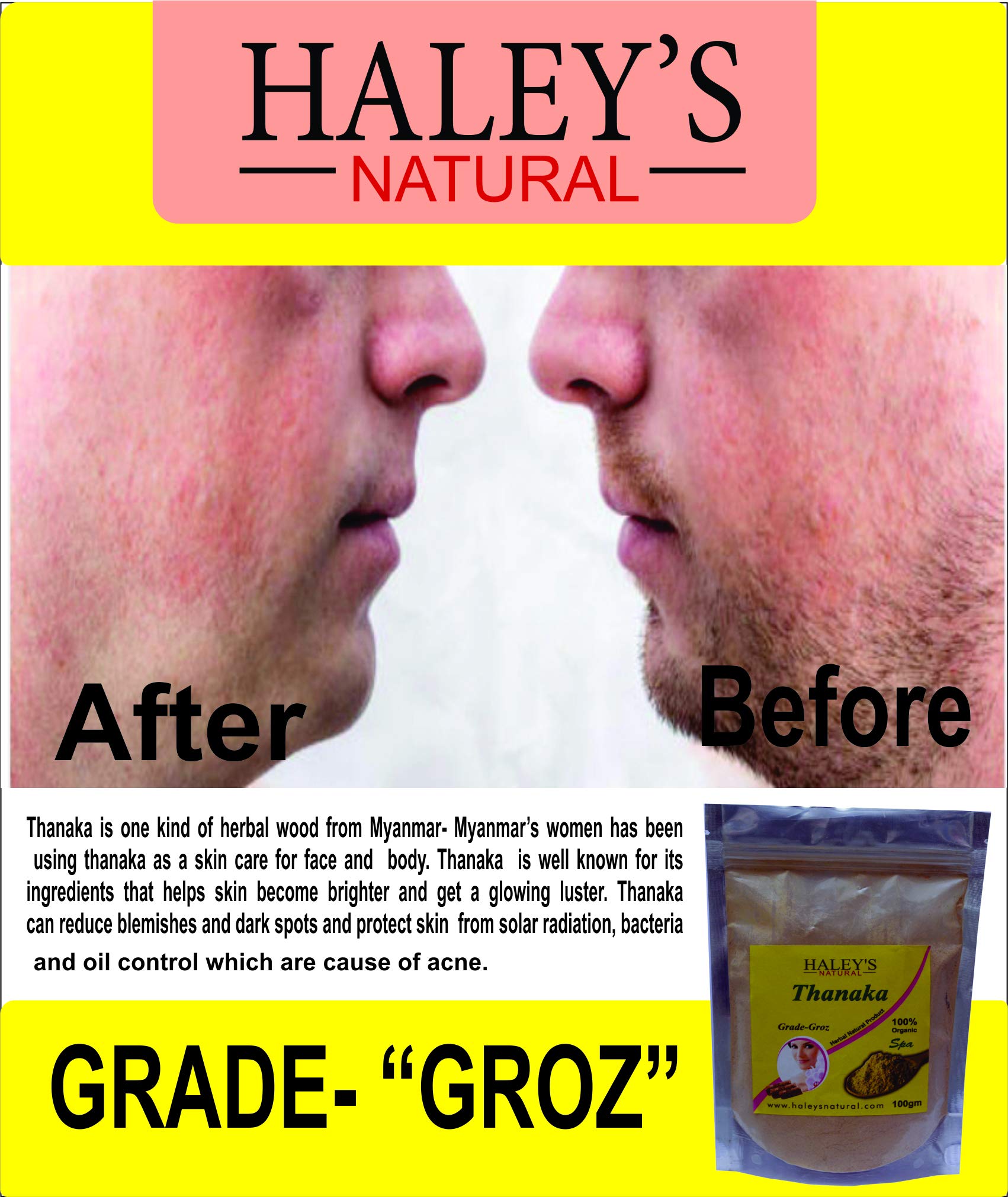 **Haley's Natural Thanaka Powder - 100g for Hair Removal, Anti-Acne, Anti-Aging, Whitening, Exfoliating & Sun Protection | Face Mask & Skincare for Daily Use**    *(Perfect for brightening skin, reducing blemishes, and protecting against sun damage – ideal for spa days, daily skincare routines, and natural beauty treatments.)*